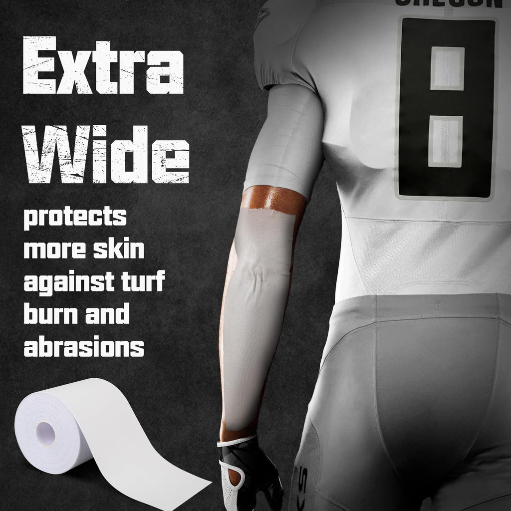 Inchfight White Extra Wide Football Turf Tape Protects Skin from Turf Burns, 1 Roll 4 Inch x 10 Yards, Ultra Sticky, Breathable & Hypoallergenic Athletic Turf Tape for All Levels of Football Athletes