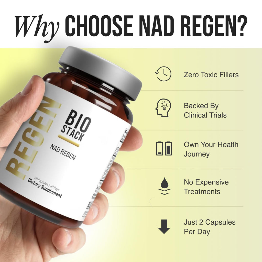 BIOSTACK NAD Regen | NAD3 Supplement with Yüth Spermidine, Resveratrol & Niacinamide | NMN Alternative for Energy, Anti-Aging & Longevity | 30 Day Supply