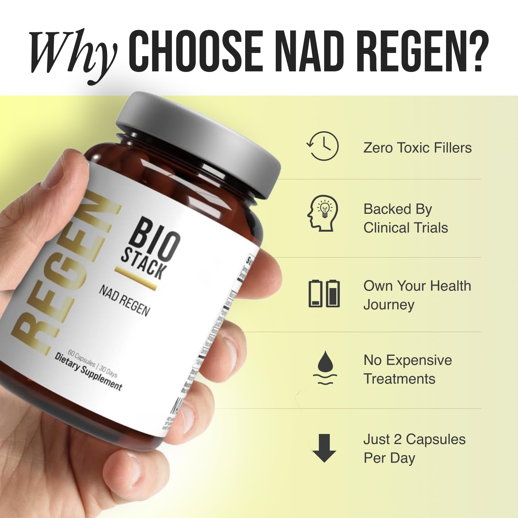 BIOSTACK NAD Regen | NAD3 Supplement with Yüth Spermidine, Resveratrol & Niacinamide | NMN Alternative for Energy, Anti-Aging & Longevity | 30 Day Supply