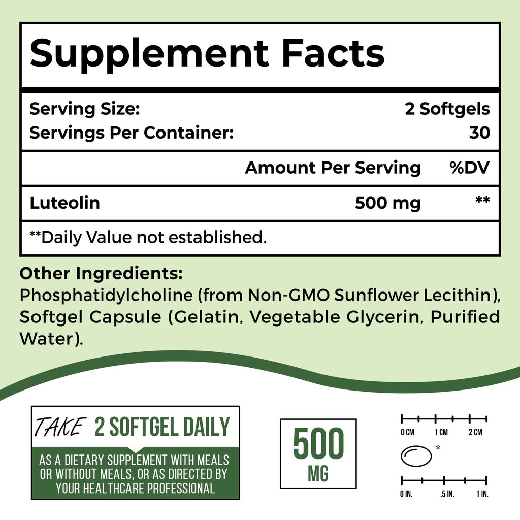 Ulmubra Liposomal Luteolin 500MG, Maximum Absorption, Potent Flavonoid, 120 Softgels, Luteolin Supplement, Non-GMO, Gluten Free