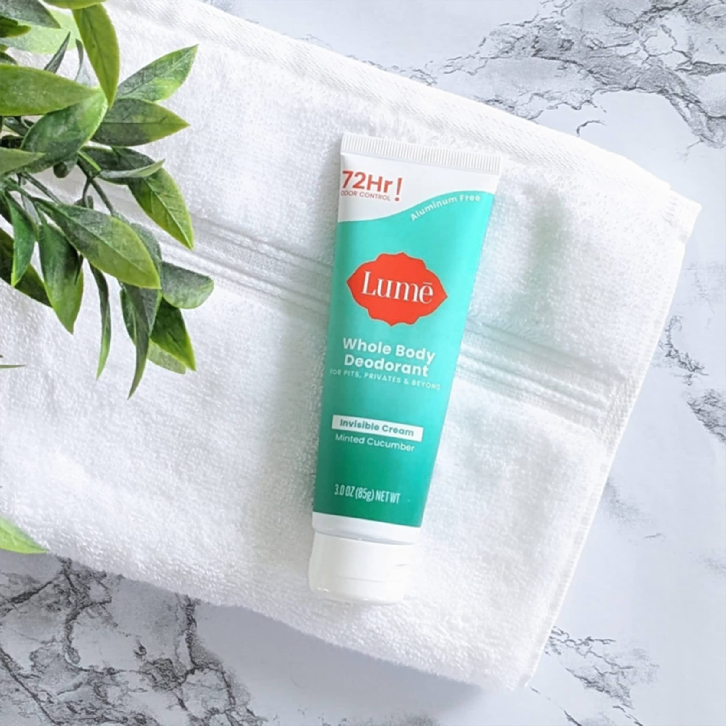 Lume Whole Body Deodorant - Invisible Cream Tube - 72 Hour Odor Control - Aluminum Free, Baking Soda Free, Skin Safe - 3.0 ounce (Pack of 2) (Minted Cucumber)