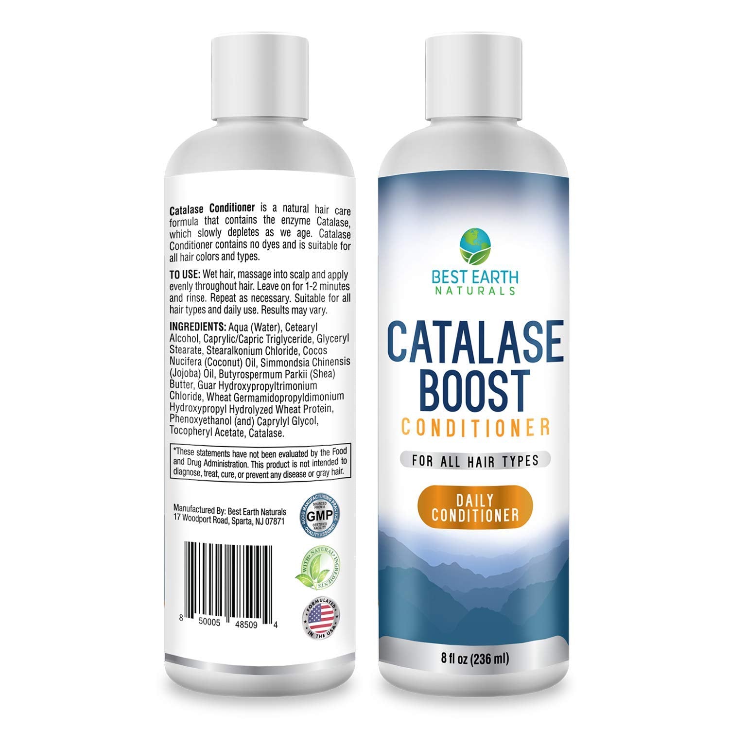 Best Earth Naturals Catalase Formula Starter Set with 60 Capsules of Catalase 10,000 Shampoo 8 Ounces and Conditioner 8 Ounces