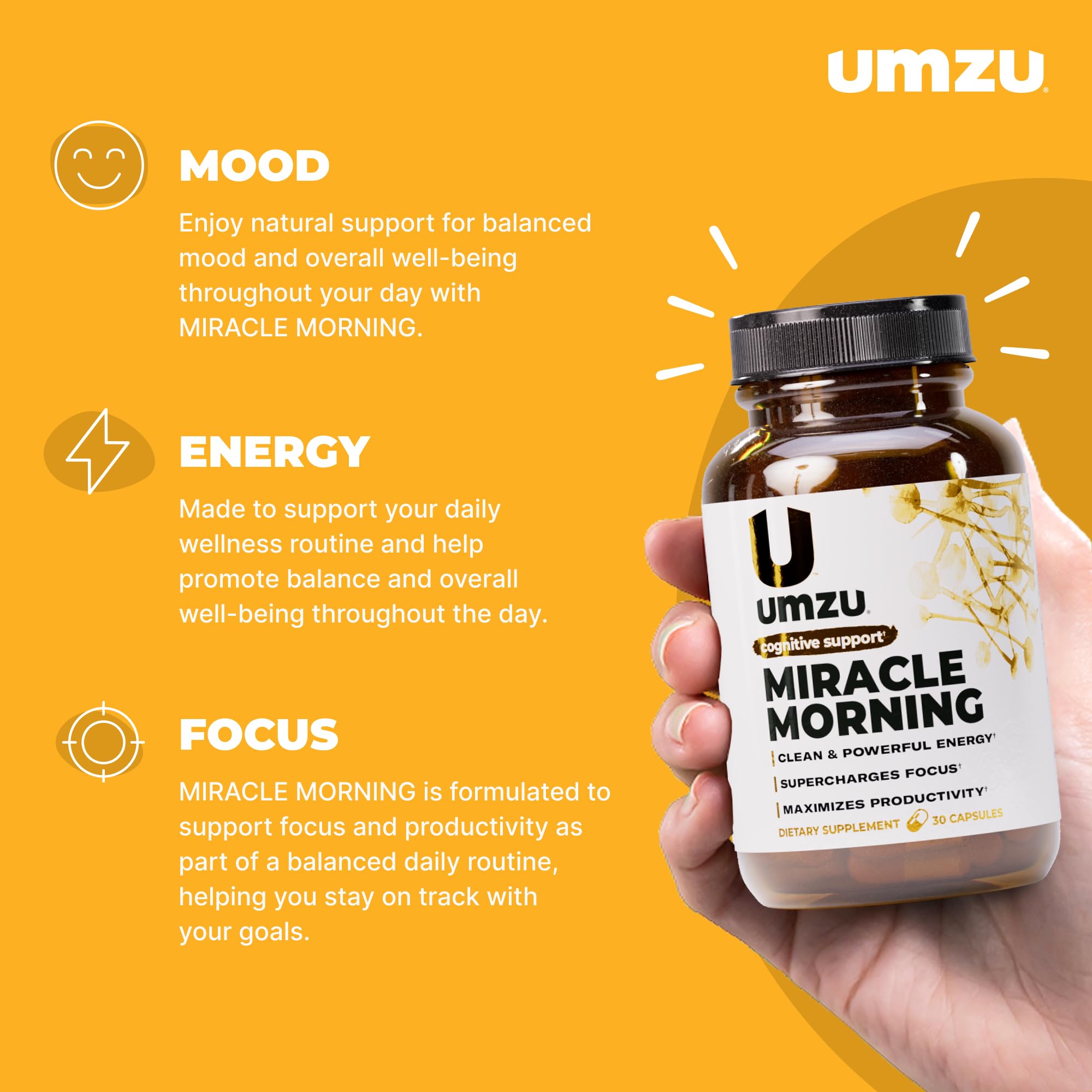 UMZU Miracle Morning Energy Support Supplement, 30 Day Supply
