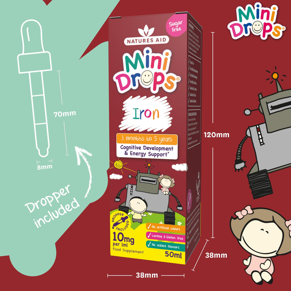 Natures Aid Mini Drops Iron Supplement for Kids & Children - 50ml