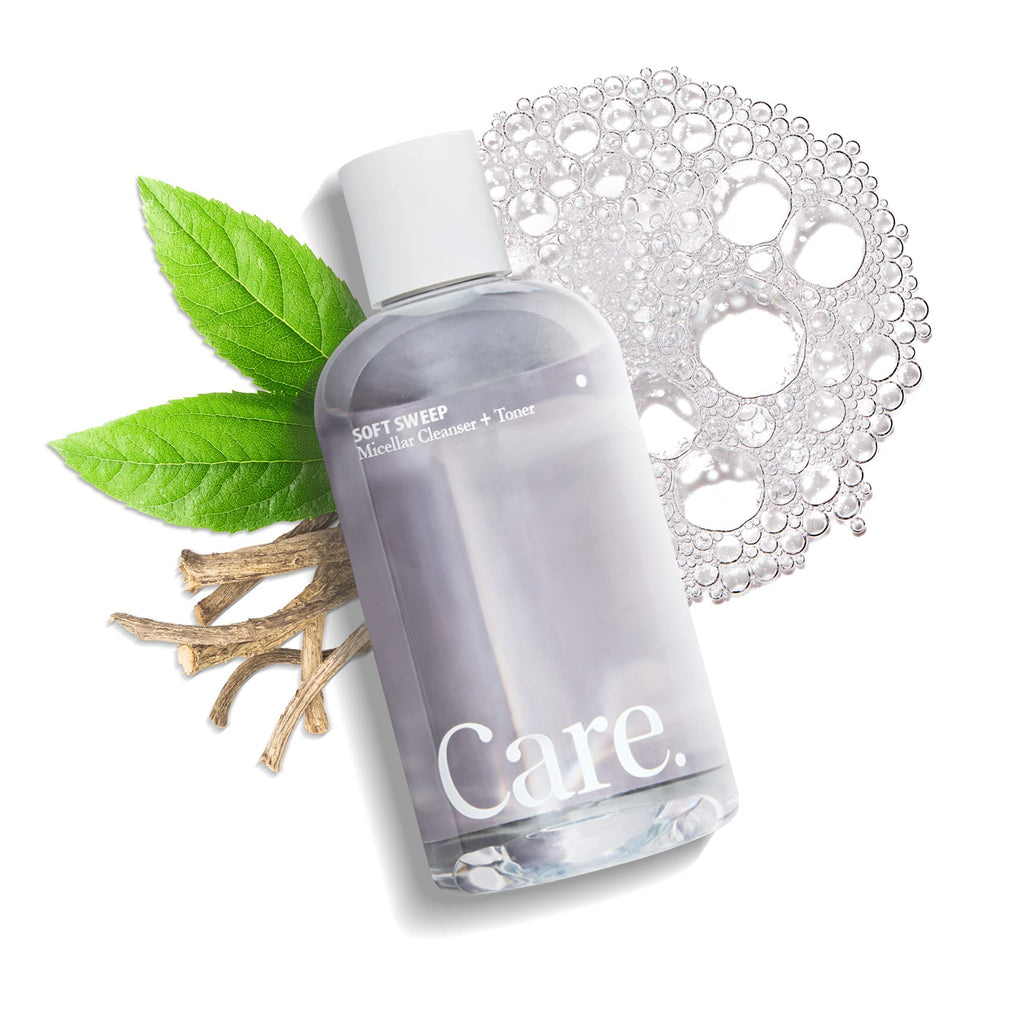 Care - Soft Sweep Micellar Cleanser and Facial Toner, Alcohol-Free and Paraben-Free Micellar Cleansing Water with Hyaluronic Acid, Glycerin, and Willow Bark Extract, Rinse-Free Face Cleanser, 8 fl oz