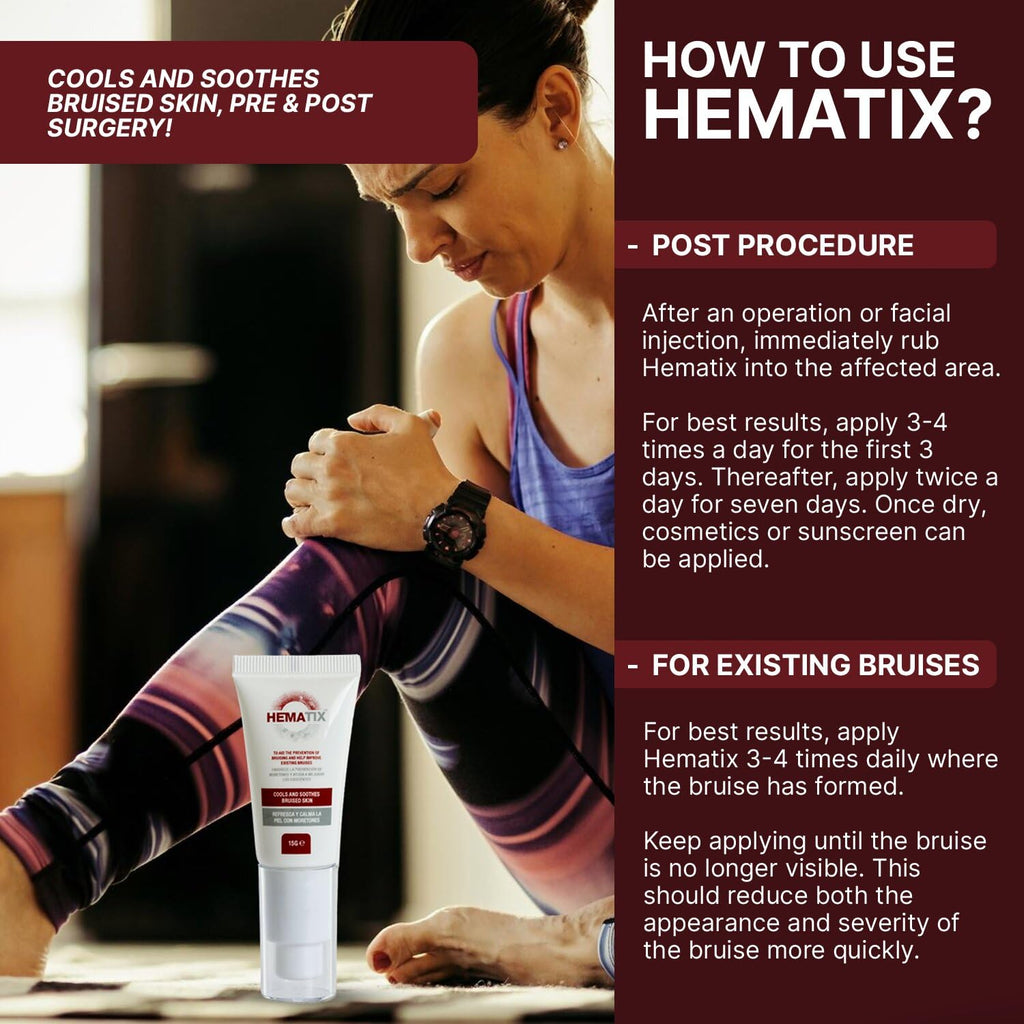 HEMATIX Bruise Cream - 15g - Clinically Proven Advanced Healing Formula with Glycerol and menthol for Bruise Prevention - High Strength Natural Anti Bruise Treatment Balm Gel for Healing
