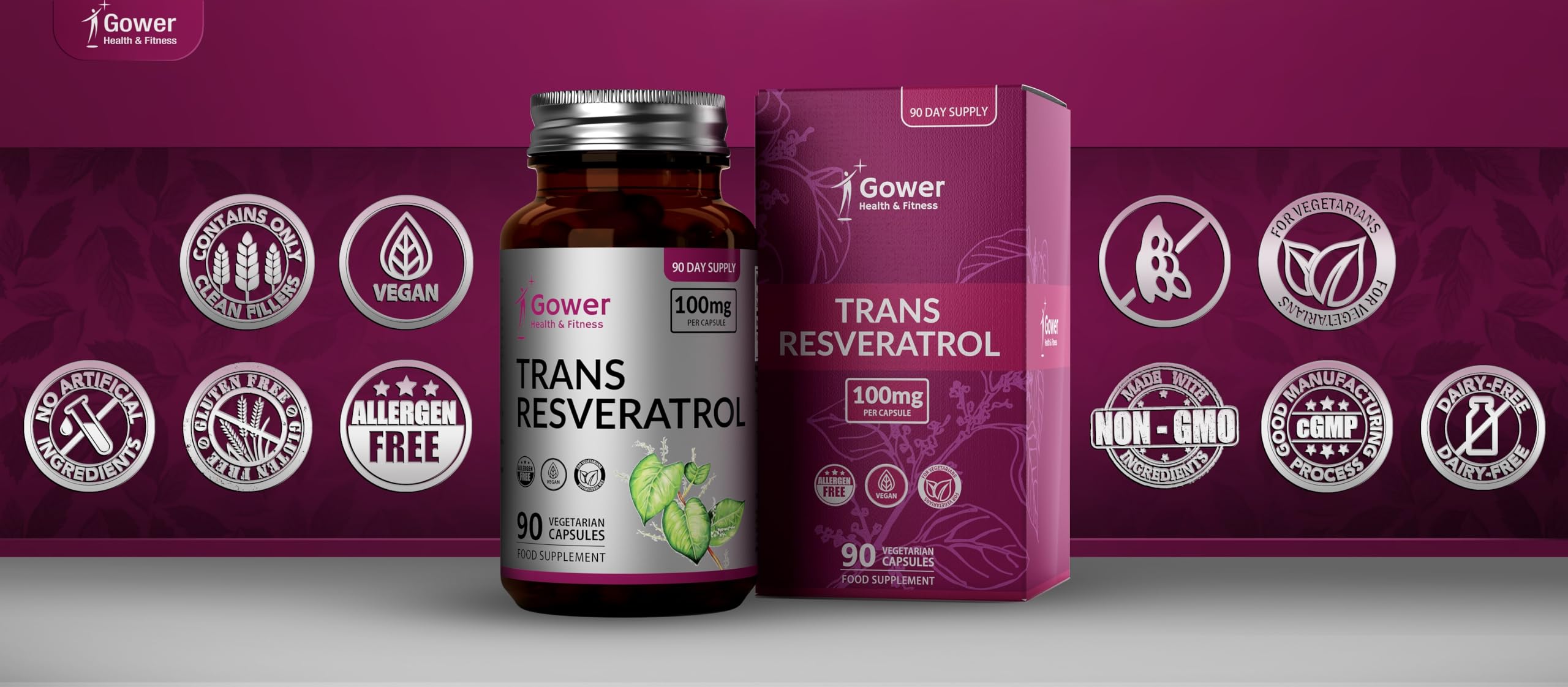 GH Resverstrol | 90 High Strength Resveratrol Supplements - 100mg Trans Resveratrol per Serving | Japanese Knotweed Antioxidant Supplement | Non-GMO & Allergen Free | Made in the UK