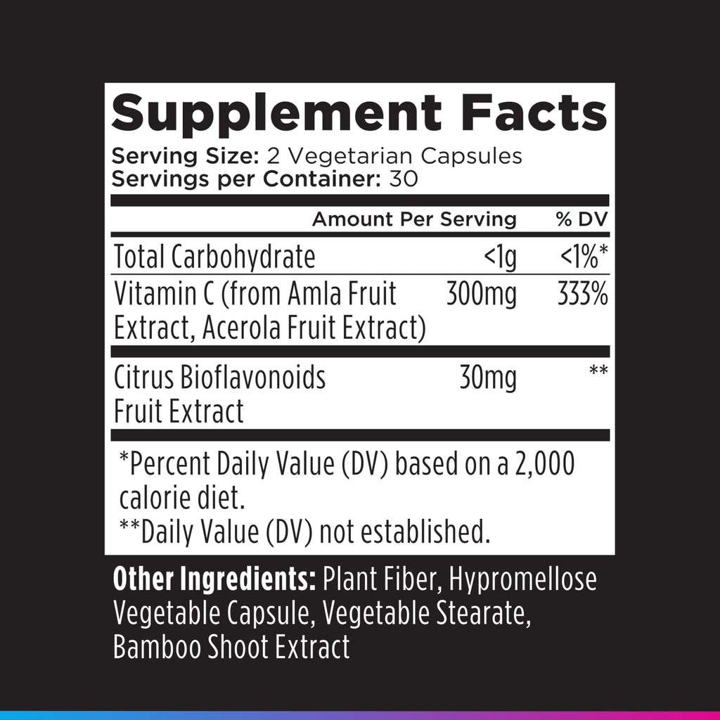 Livingood Daily Vitamin C Supplement, 3-in-1 Whole Food-Based Vitamin C with Acerola & Amla Fruit Extracts and Citrus Bioflavonoids for Immune Support, Vegan, Gluten Free, Non GMO, 60 Capsules