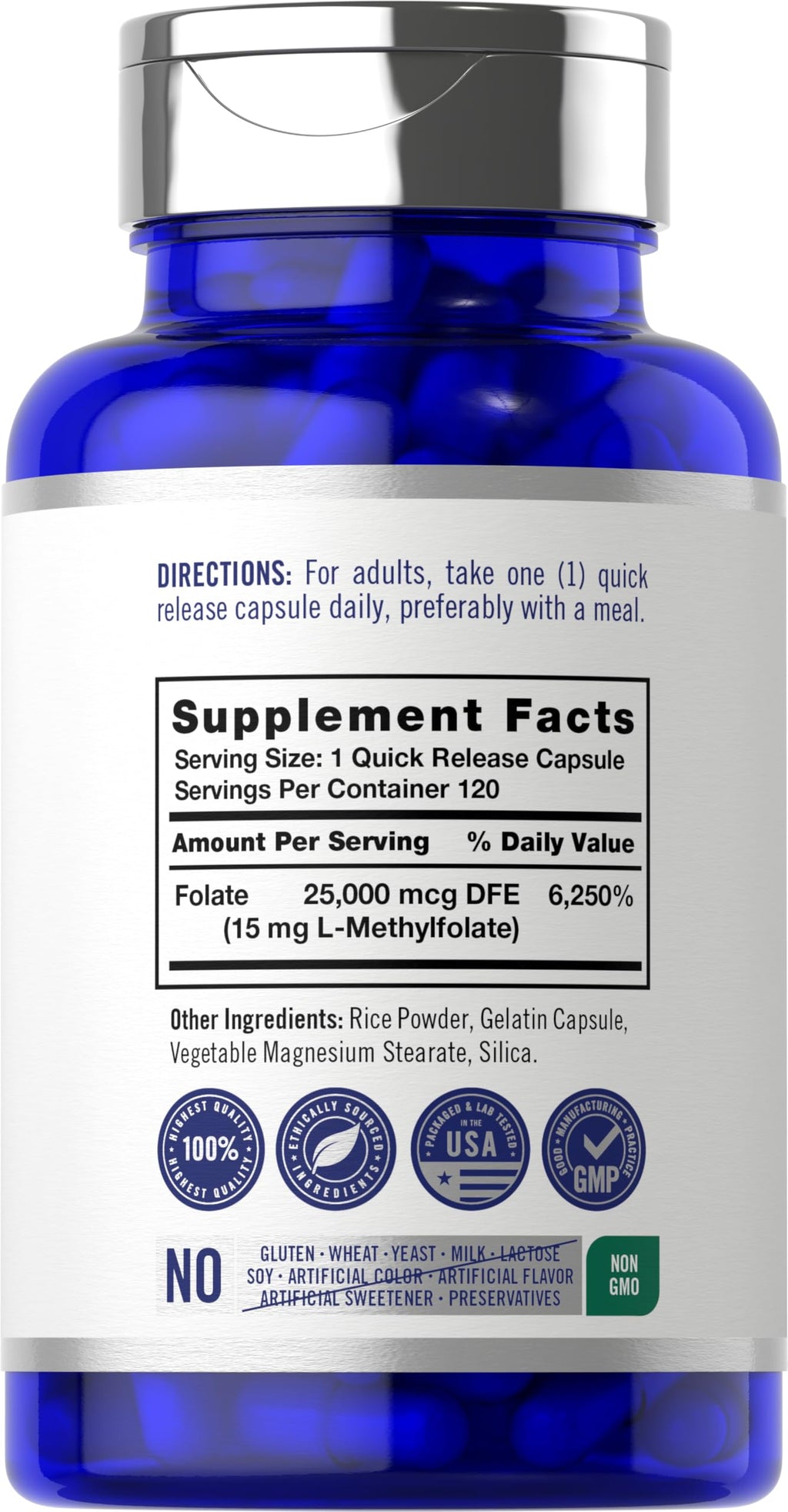 Carlyle L Methylfolate 15mg | 120 Capsules | Value Size | Max Potency