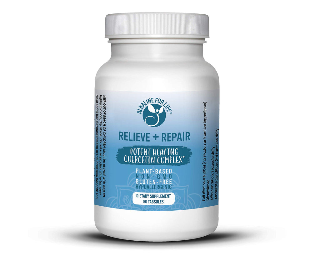 Alkaline for Life Relieve+Repair Quercetin Complex – 1000 mg Quercetin + Pomegranate + OPC + Magnesium + Turmeric, Multi-Antioxidant Plant Formula, Non-GMO, Gluten-Free, 90 Servings, Made in USA