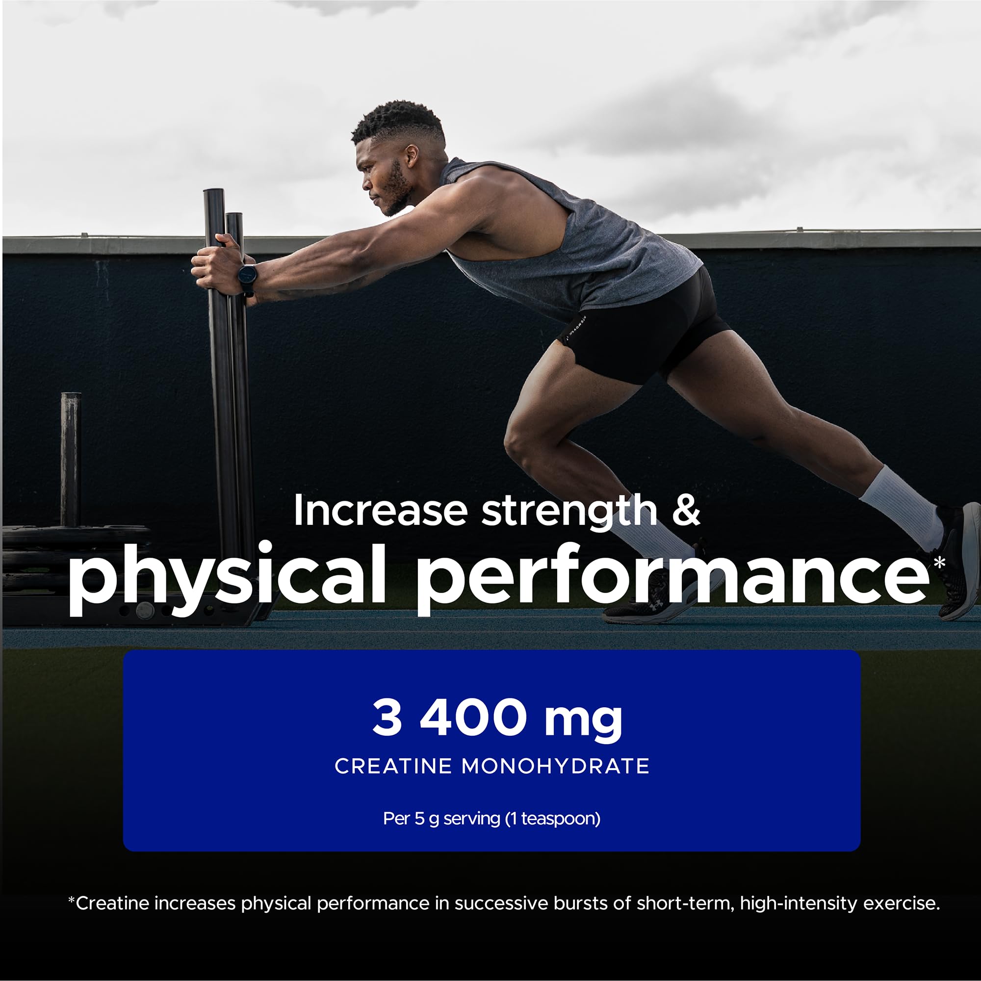 USN Micronised Creatine Powder 230g (67 Servings): 100% Pure Creatine Monohydrate Powder for Performance and Muscle Recovery, Suitable for Vegans - Unflavoured