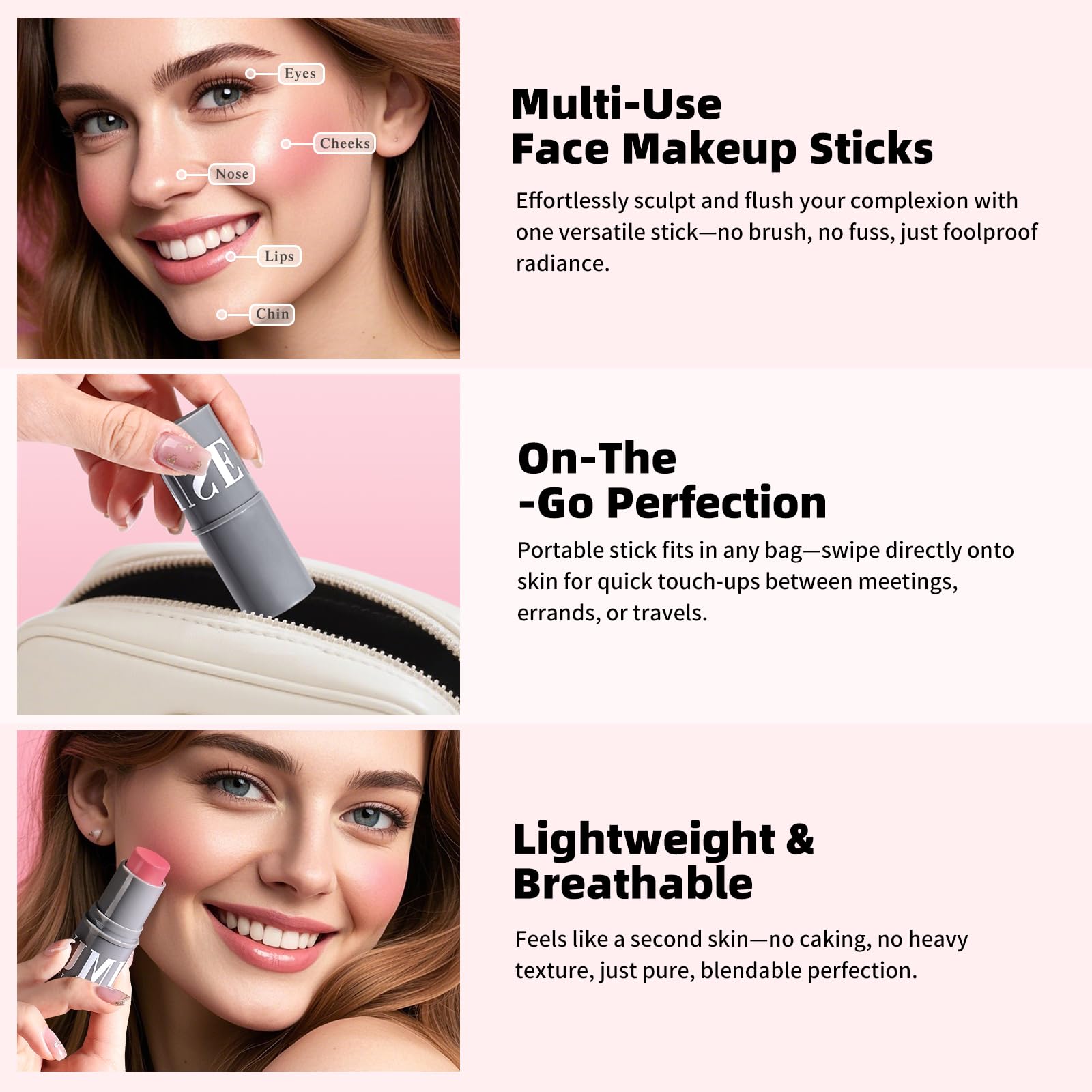 KIMUSE Cream Contour Stick Duo, Cream Blush Stick, Bronzer Shaping Stick, Creamy Highly Pigmented, Long Lasting, Vegan Face Make Up Sticks