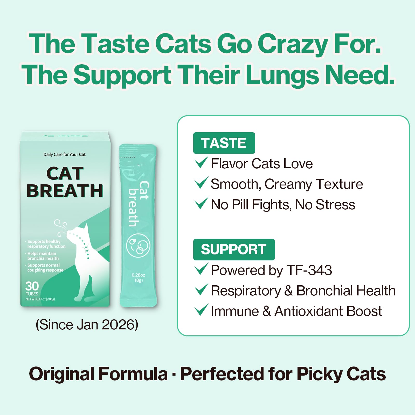 Doctor By Cat Breath Bronchial Supplements Cat Sneezing Treatment Asthma Cold Cough Nose Relief Respiratory&Immune Support with TF-343-30 lickable Formula Individually Packaged, Chicken (1 Pack)