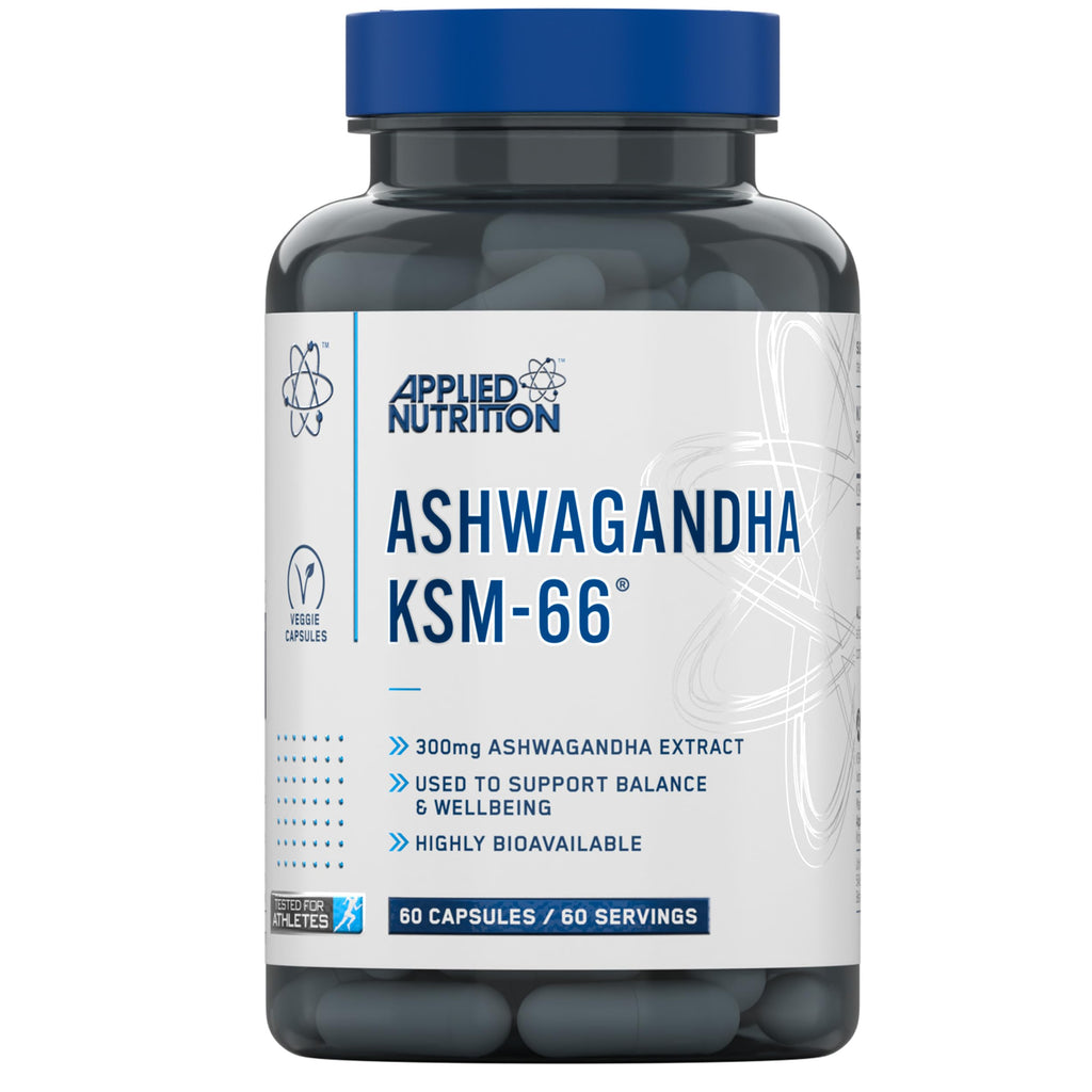 Applied Nutrition Ashwagandha KSM-66 - Premium Ashwagandha Herbal Supplement for Energy, Anxiety, Stress, Made in The UK (60 Capsules)
