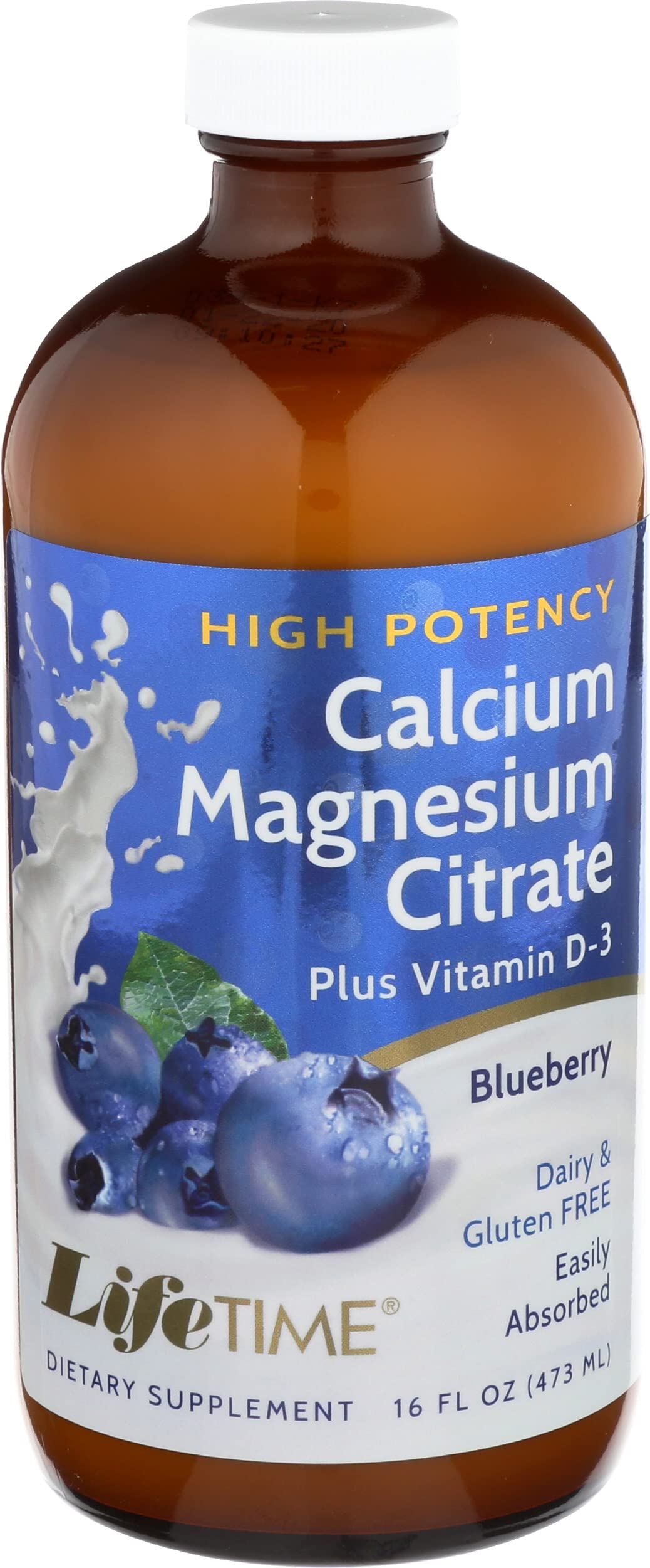 DYNAMIC HEALTH VitaLiquids Bone Support - Calcium Magnesium Supplement w/ Vitamin D - Supports Strong Bones w/ Calcium Citrate, Vitamin D3, Blueberry Flavor, Vegan, Gluten Free, 32 Servings, 16oz