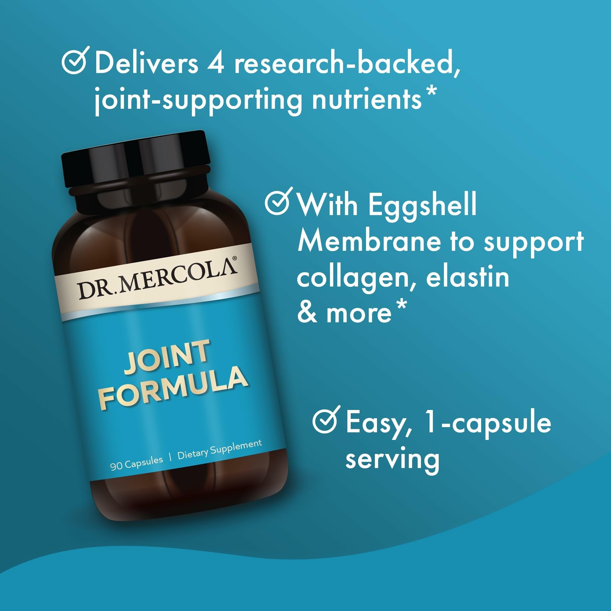 Dr. Mercola Joint Formula - Supports Joint Comfort & Mobility - from Natural Eggshell Membrane - Non-GMO & Gluten-Free - 90 Capsules (90 Servings)