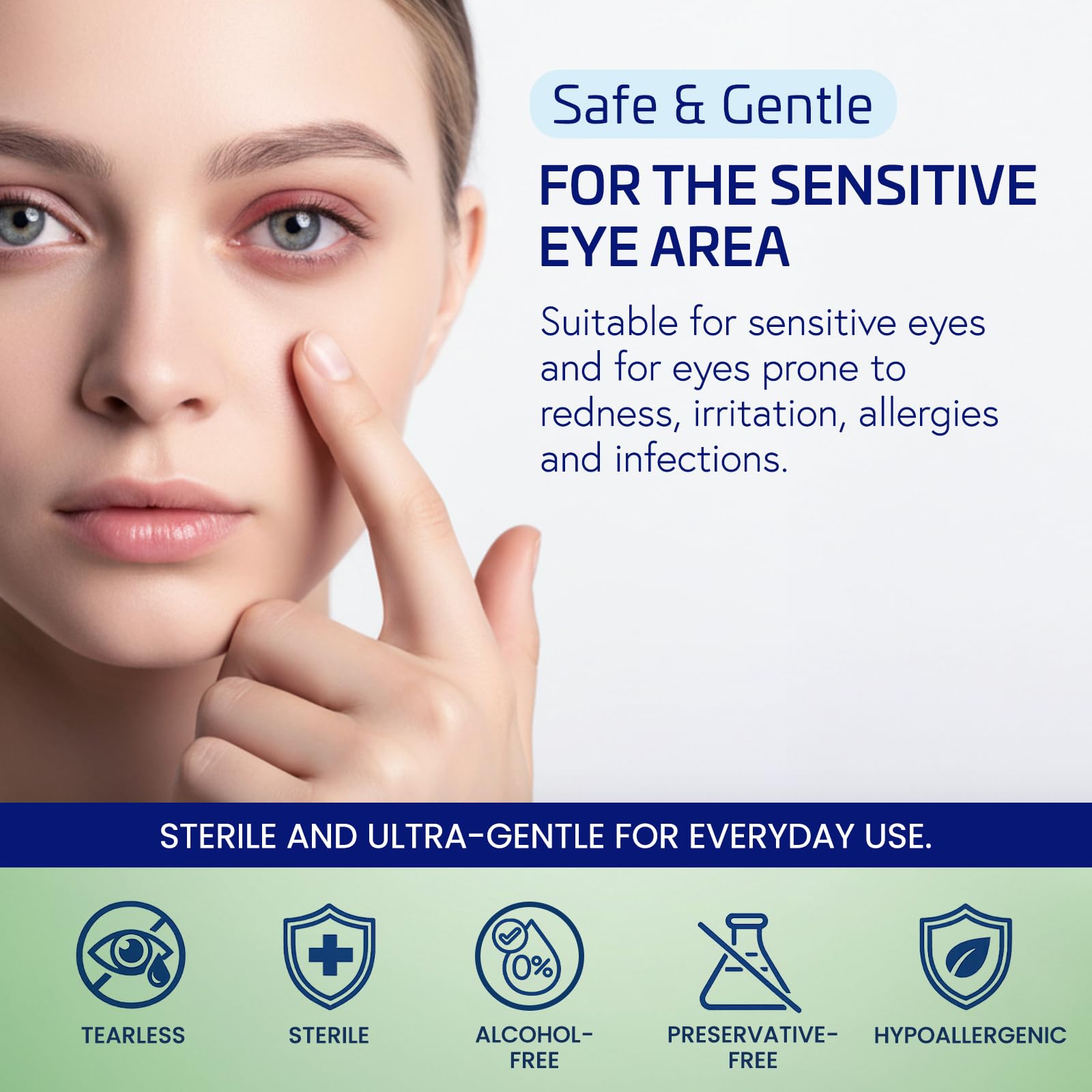 Dr. Fischer Eyelid Wipes - Hypoallergenic Preservative-Free Eye Cleansing Wipes for Sensitive Eyelids (Twin Pack).