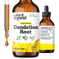 Wild & Organic Dandelion Root Extract Drops - Liver Cleanse Detox - Herbal Dandelion Tincture - Liver Support Supplement - Add to Tea - Vegan, Sugar & Alcohol-Free Liquid Drops - 4 fl oz