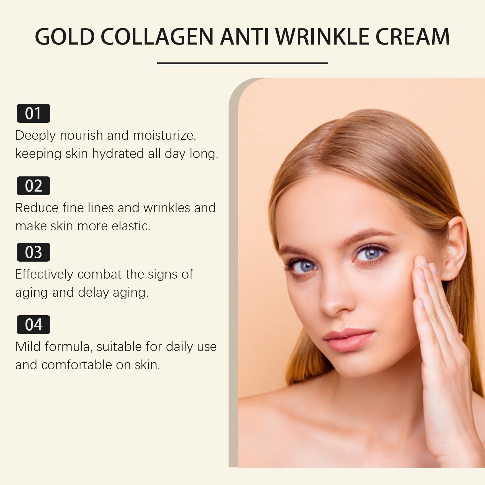 2pcs Golden Collagen Anti-Wrinkle Cream, Gold Collagen Firming Cream, Long-Lasting Deep Face Moisturiser,Day & Night Anti Aging Face Cream, Skin Tightening Cream for Face, 50g*2