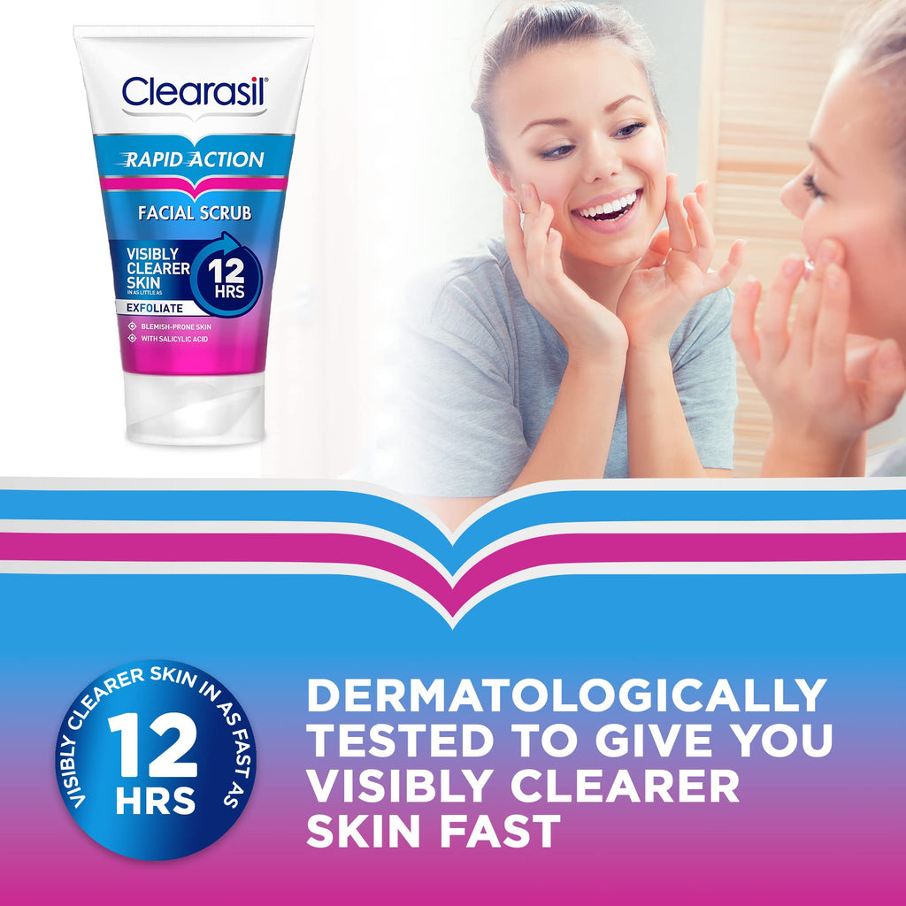 Clearasil Rapid Action Exfoliating Scrub, For Acne Prone Skin, Unclog Pores, Reduces Blackheads, Pimples & Excess Oil, Everyday Spots Prevention, 125 ml(Packaging May Vary)