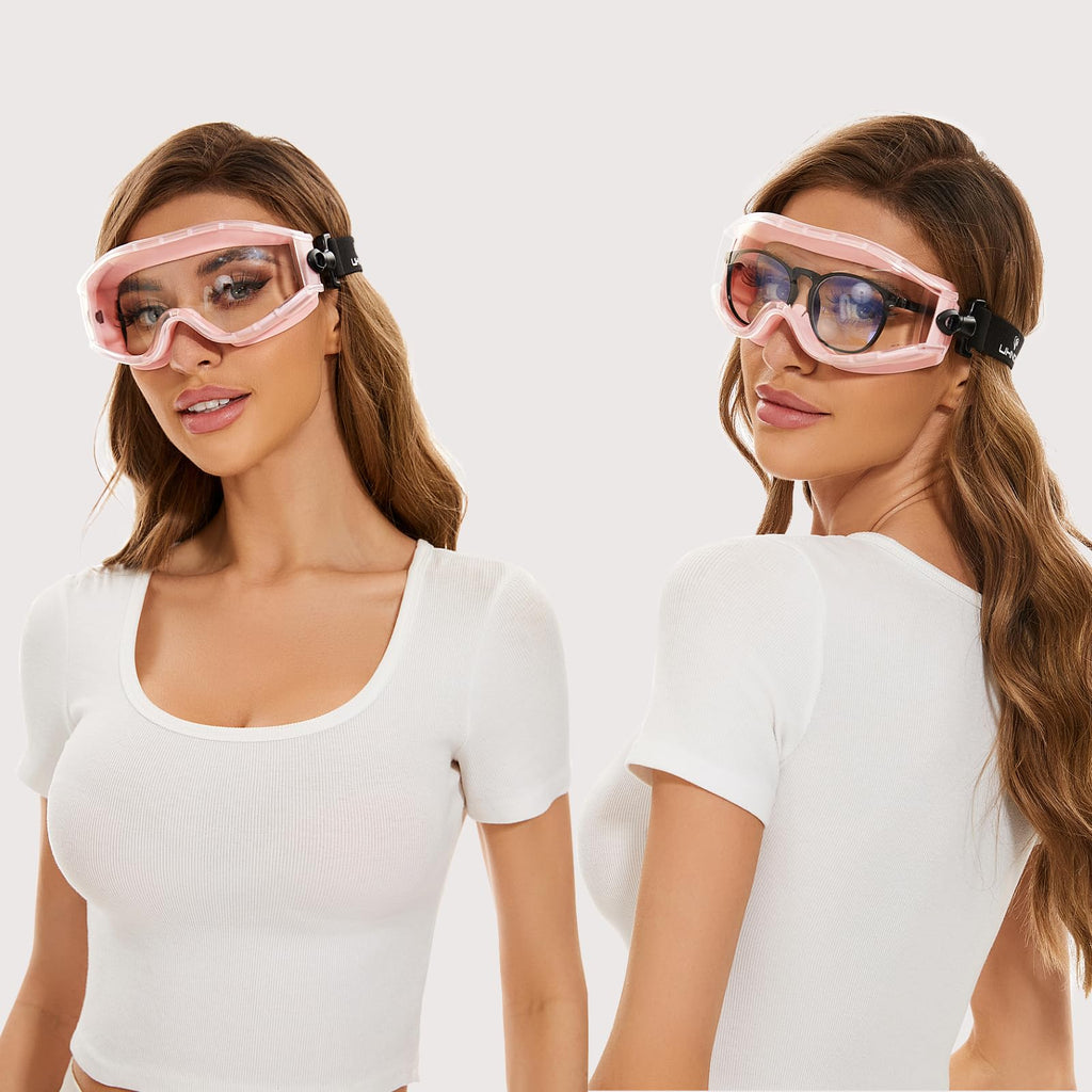 UKNOW Safety Goggles Over Glasses, Clear Anti-Fog Lenses, ANSI Z87.1 Certified Eye Protection for Laboratory Work Industrial Use
