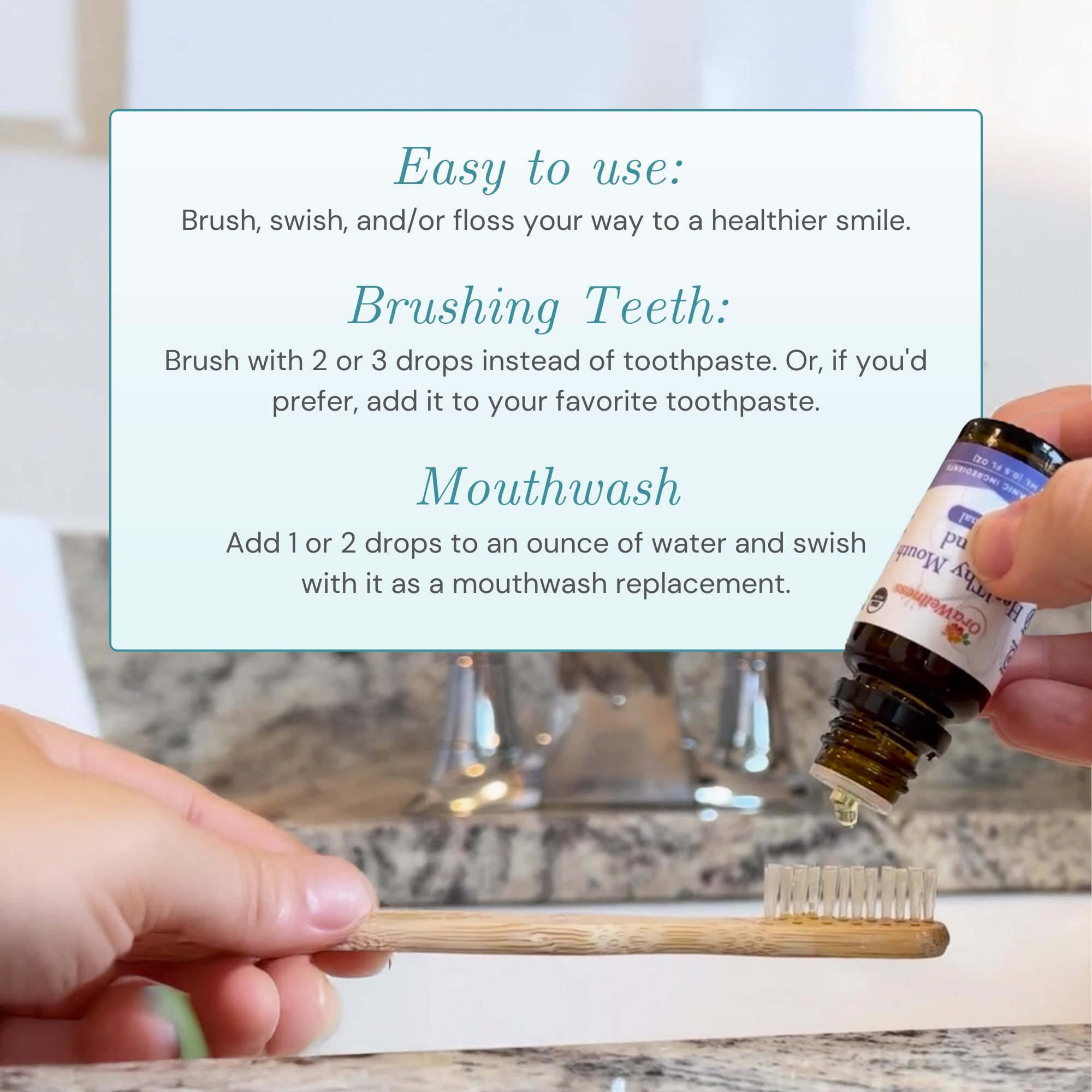 OraWellness Healthy Mouth Blend Organic Tooth Oil, Flouride Free Made in the USA Toothpaste & Mouthwash Alternative, Natural Rinse for Healthy Teeth & Gums for Women, Men and Kids, Pack of 3