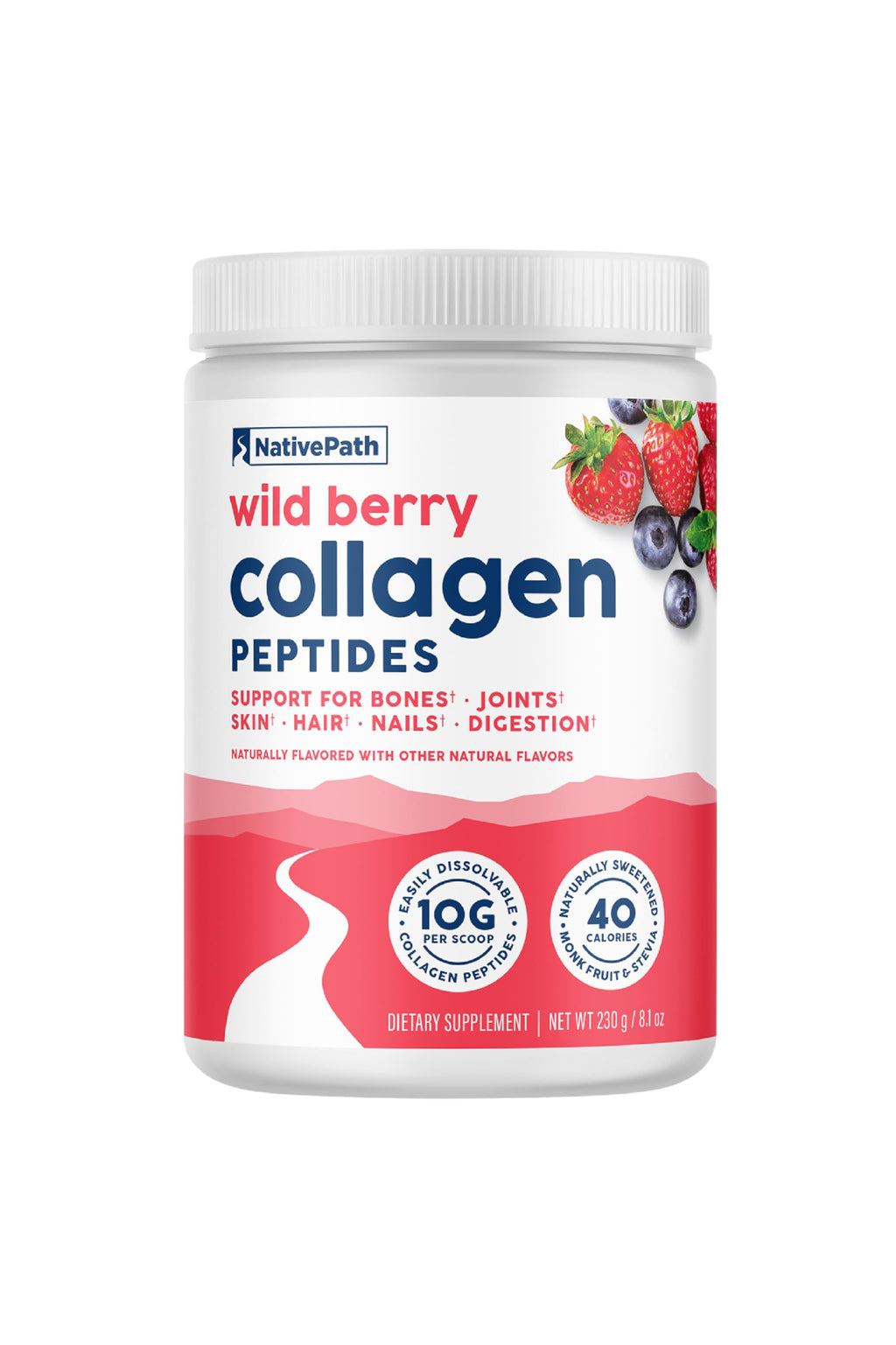 NativePath Collagen Peptides, Wild Berry, Grass-Fed, 20 Servings