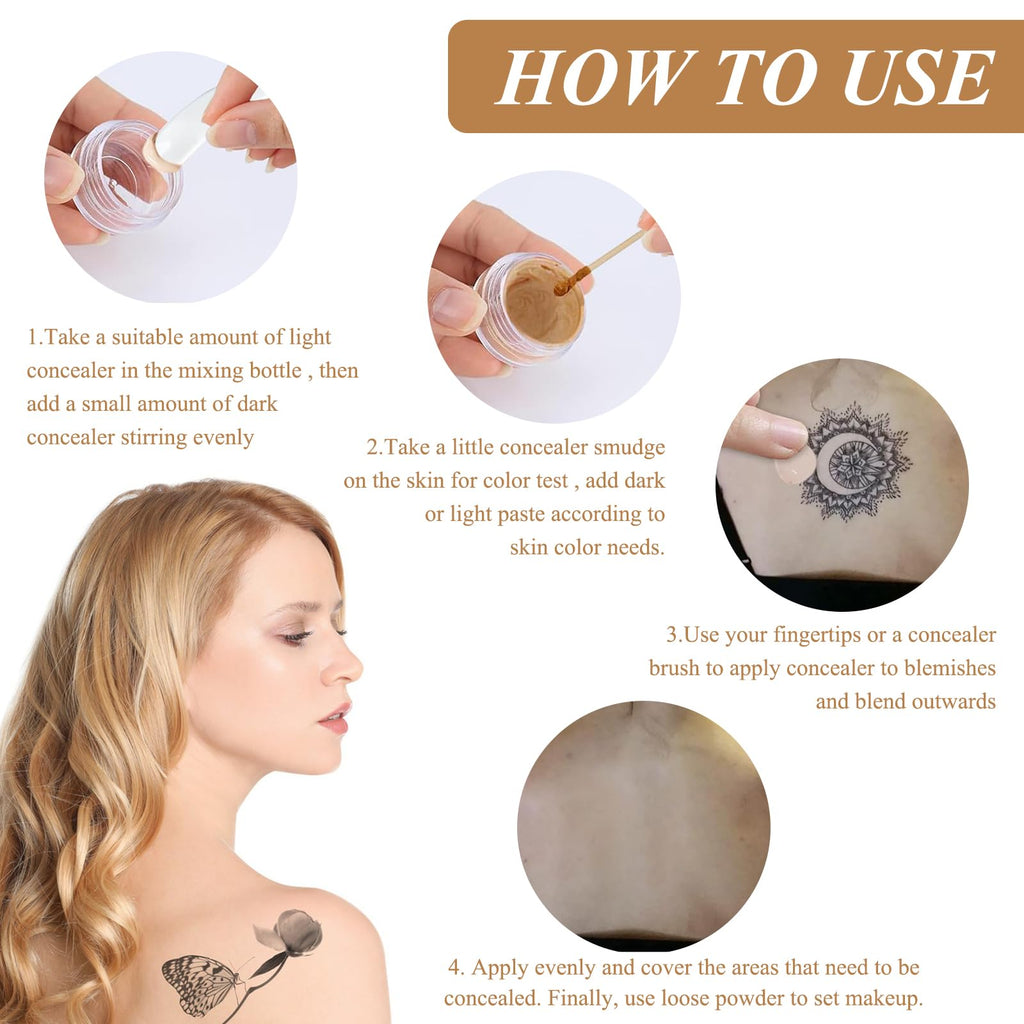 Tattoo Cover up Makeup Waterproof & Sweatproof Tattoo Concealer Full Coverage Body Concealer Hidden Spot Birthmarks Scars for Men and Women