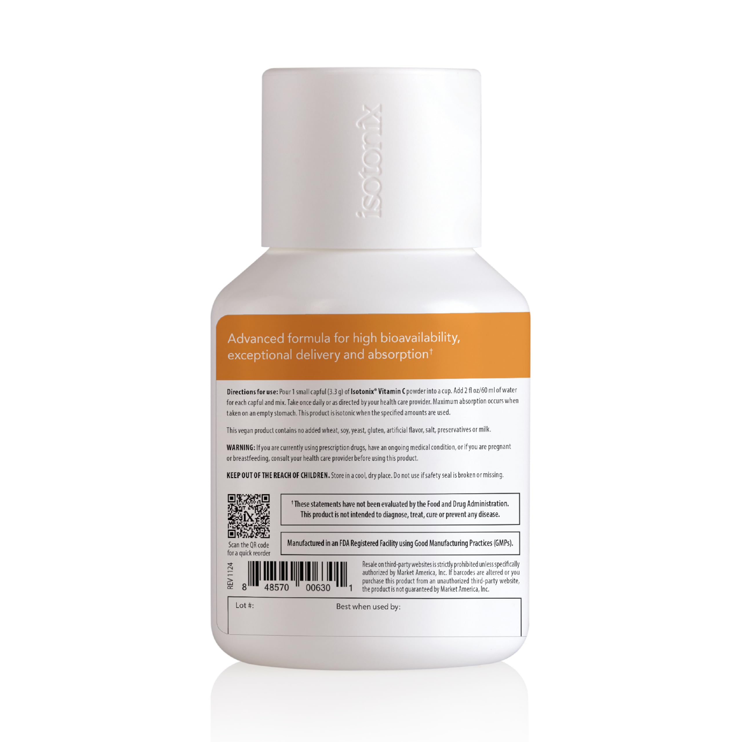 Isotonix Vitamin C Powder – 500 mg Buffered Vitamin C with Beta Carotene & Potassium for Antioxidant, Immune & Heart Support, Isotonic, Vegan, Gluten-Free, 90 Servings