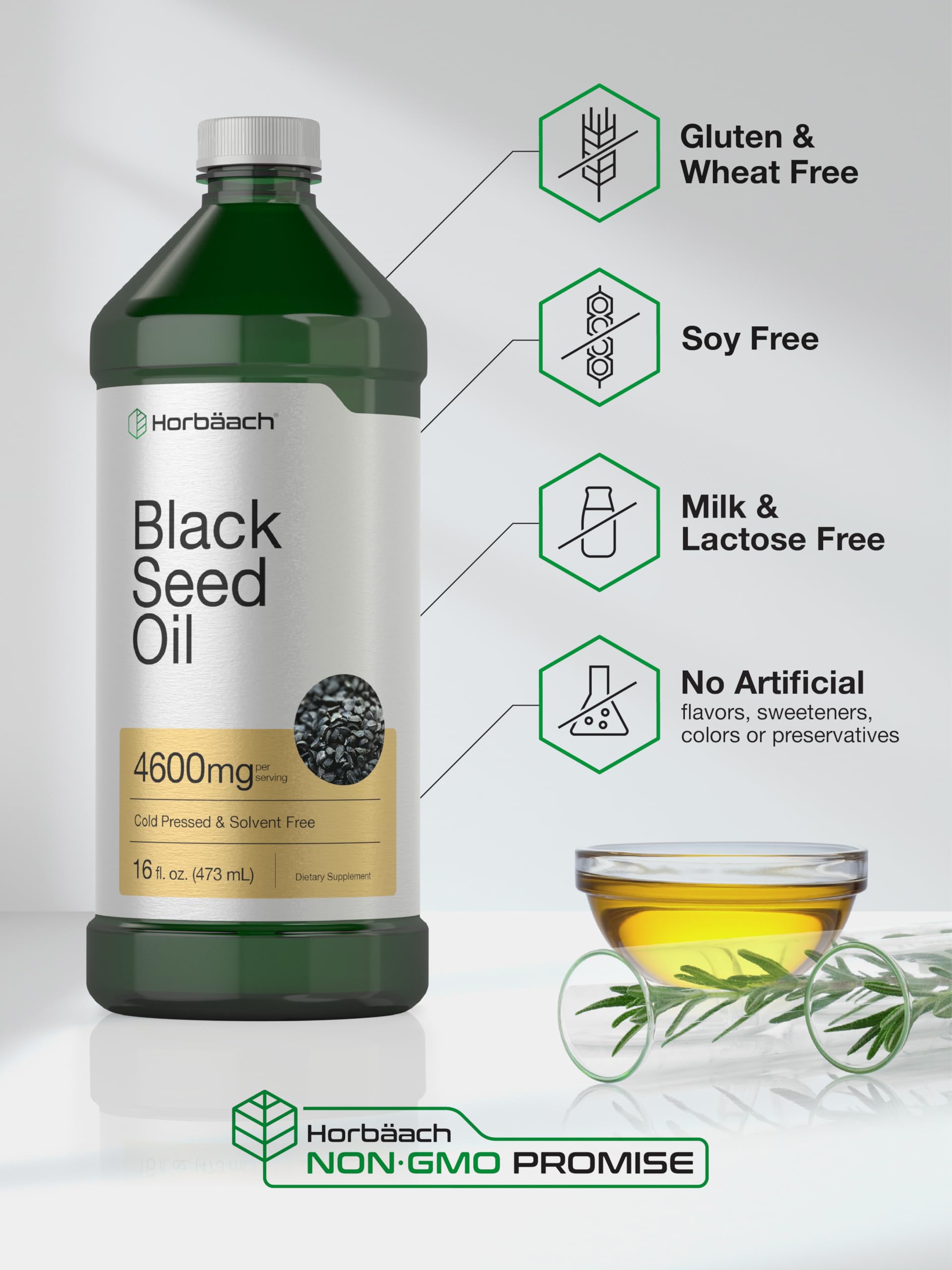 Horbäach Black Seed Oil Liquid | 16oz | 4600mg