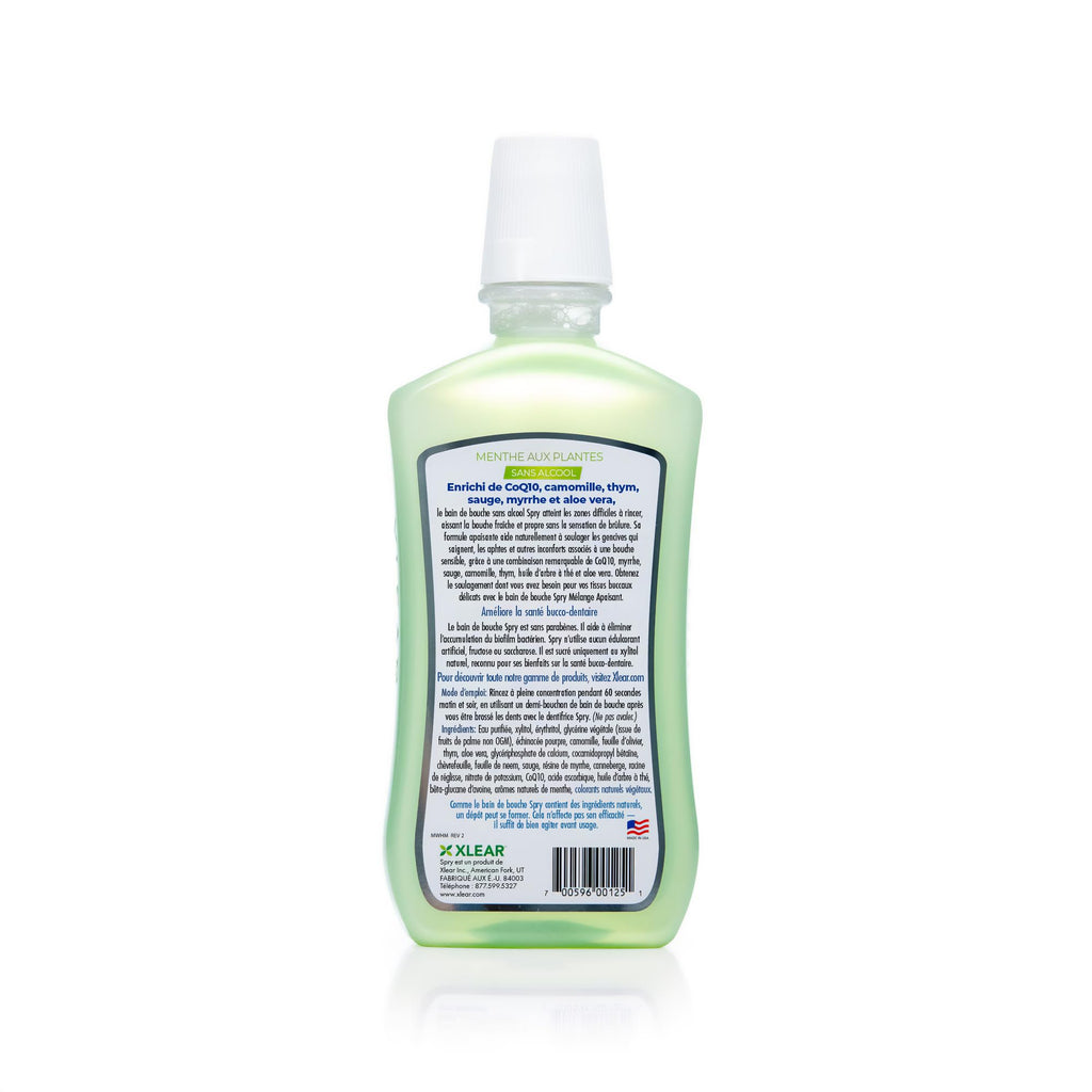 Spry Natural Xylitol Mouthwash Fluoride Free with Enamel Support, Alcohol-Free, Gentle, Non-GMO, Herbal Mint - 16 fl oz (Pack of 3)