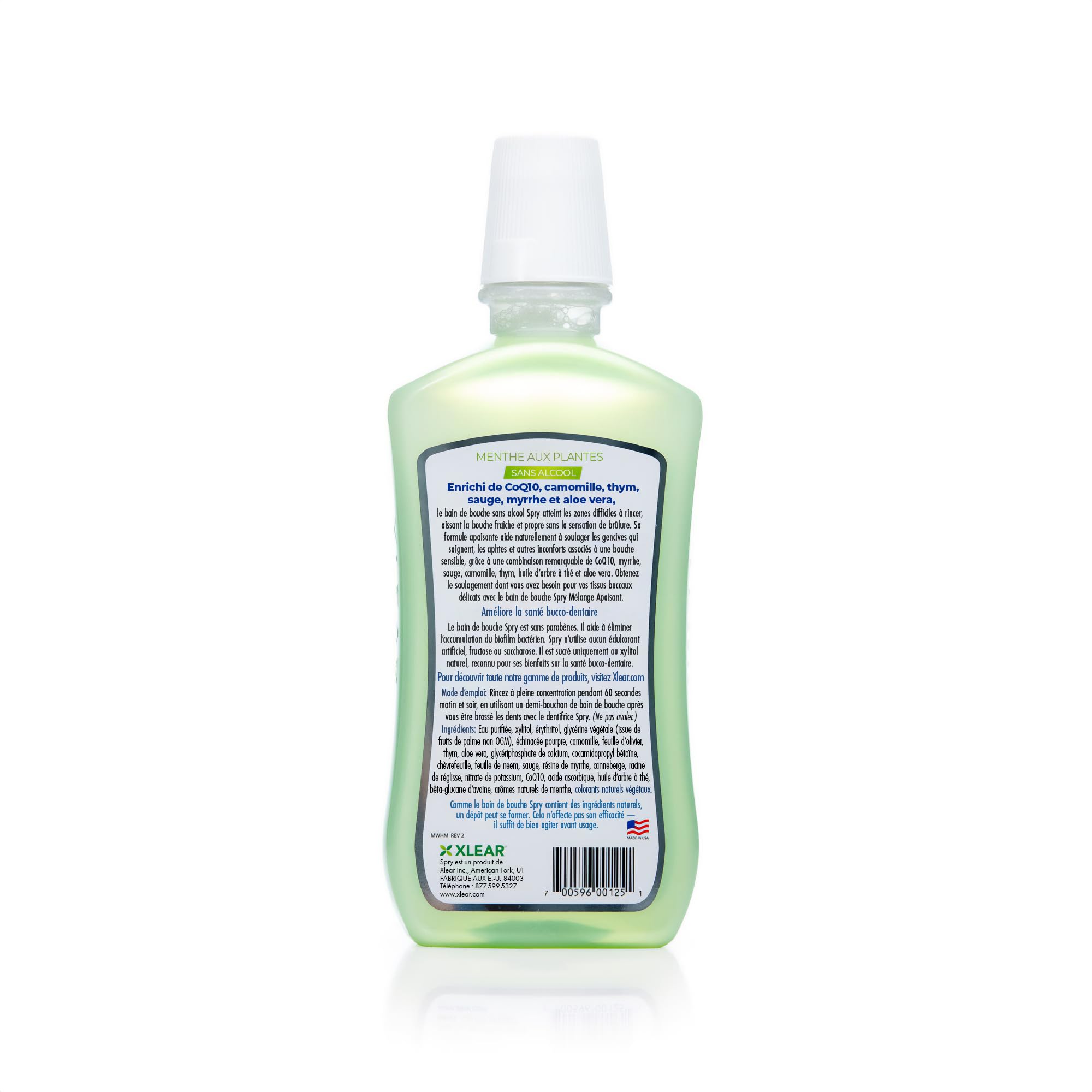 Spry Natural Xylitol Mouthwash Fluoride Free with Enamel Support, Alcohol-Free, Gentle, Non-GMO, Herbal Mint - 16 fl oz (Pack of 3)