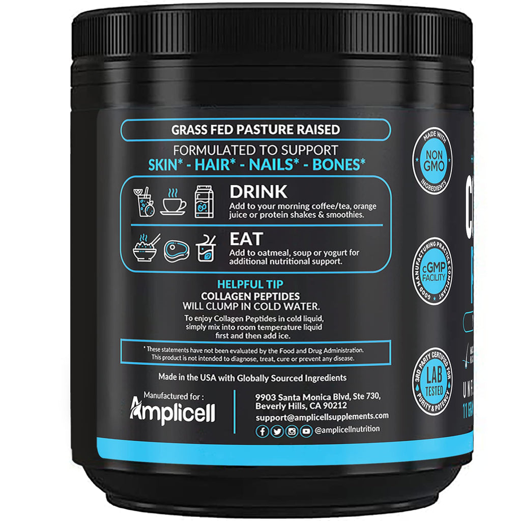 AMPLICELL Multi Collagen Peptides Powder for Men & Women, 41 Servings
