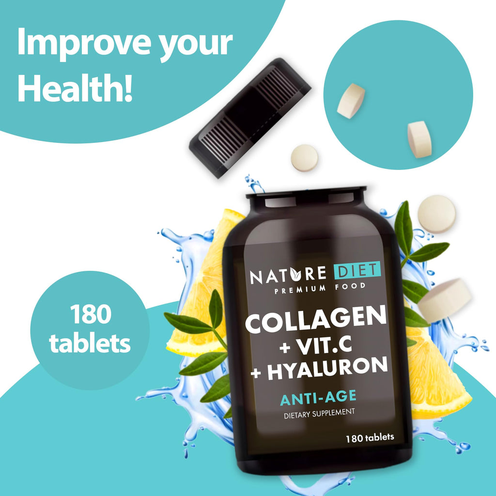 Nature Diet Collagen with Hyaluronic Acid & Vitamin C, 180 Tablets, 500 mg