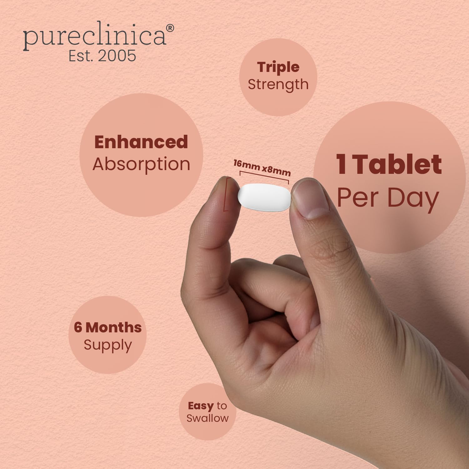 Triple Strength Hyaluronic Acid 300mg x 180 tablets (6 months supply). 300% stronger