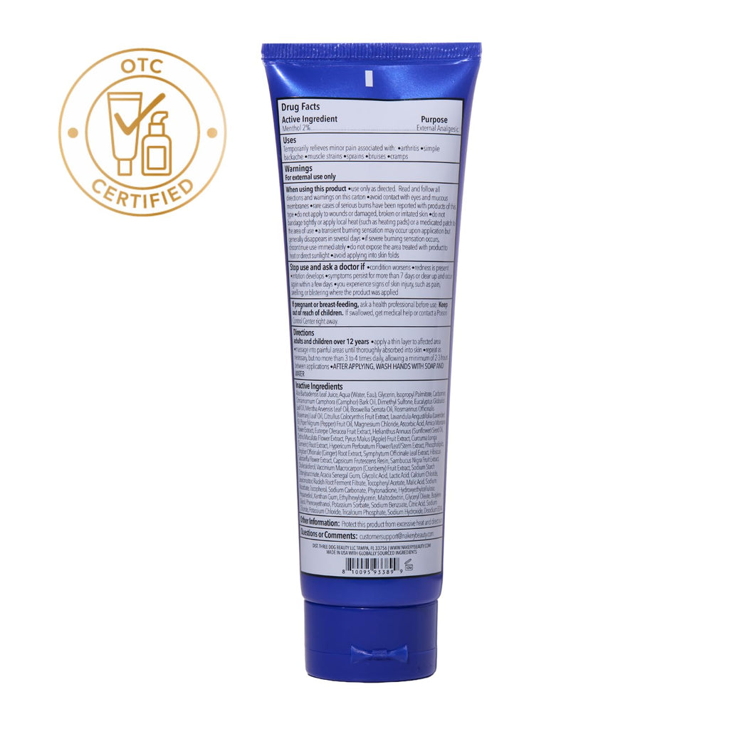 Nakery SkinRecovery Pain Therapy Cream, Ultra Strength Magnesium Cream for Leg Cramps, Muscle and Joint Pain Relief with Arnica Menthol, Fast Absorbing Massage Cream for Back Feet Nerve Pain