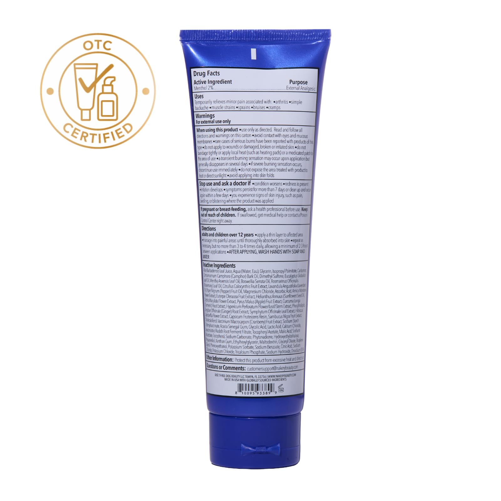 Nakery SkinRecovery Pain Therapy Cream, Ultra Strength Magnesium Cream for Leg Cramps, Muscle and Joint Pain Relief with Arnica Menthol, Fast Absorbing Massage Cream for Back Feet Nerve Pain