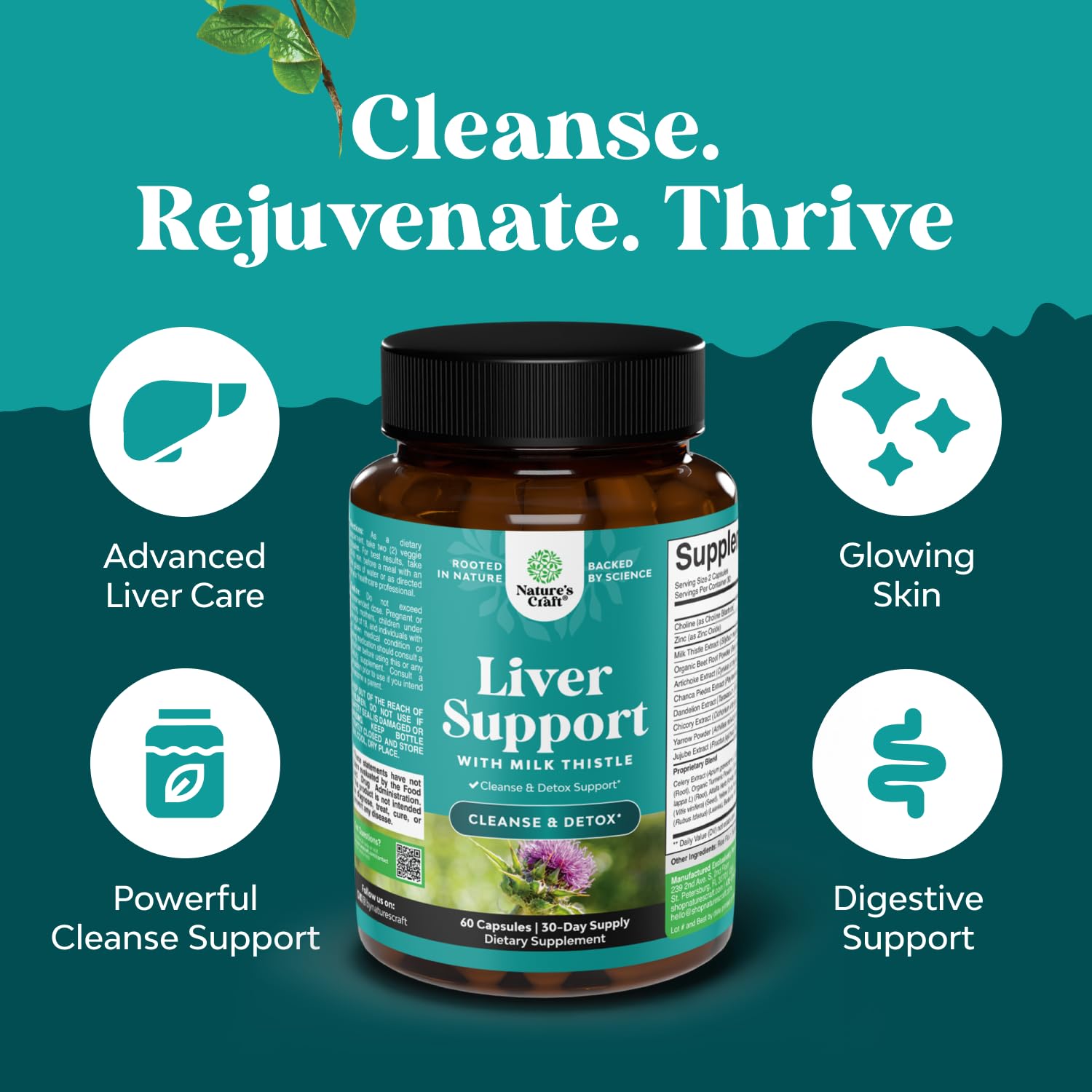 Liver Cleanse Detox & Repair - Herbal Liver Support Milk Thistle Supplement - Silymarin Milk Thistle Supplements with Dandelion Root, Choline, Beetroot & Artichoke Extract - 60 Count (Pack of 2)