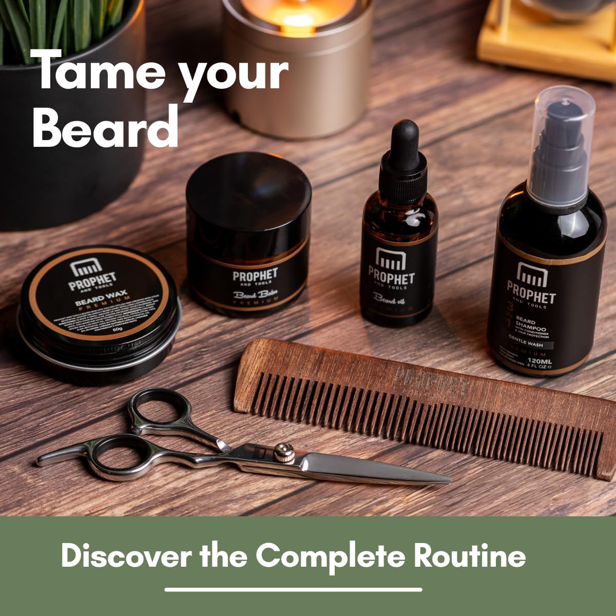 Prophet and Tools Extra Strong Hold Beard & Hair Wax - 24hr Long-Lasting Hold, Shapes & Styles with Ease, Washes Out Easily - Includes Moustache Styling Stick