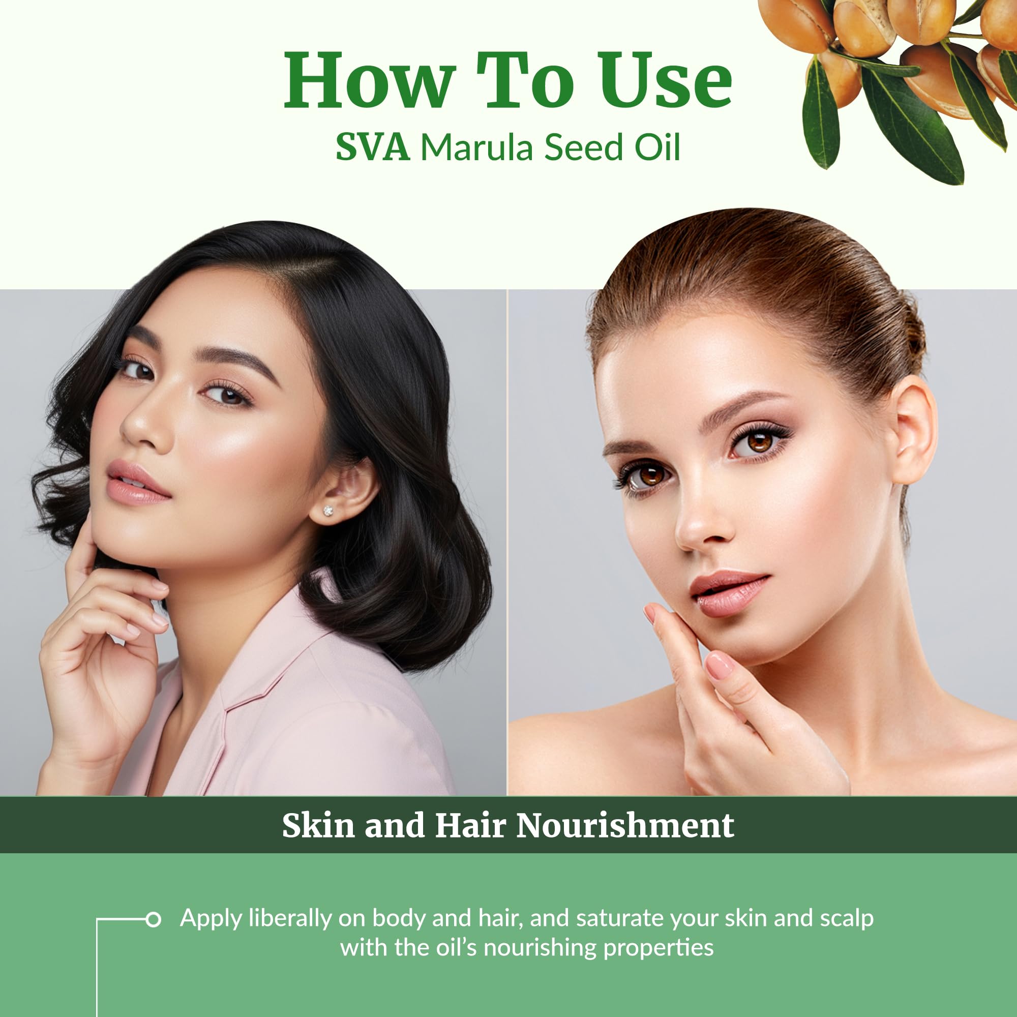 SVA Organic Marula Seed Oil - 4 Fl Oz - 100% Natural Cold Pressed Virgin Marula Oil Organic - for Face, Skin Care, Hair Care, Scalp Massage & Body Massage – Unrefined Carrier Oil with Dropper