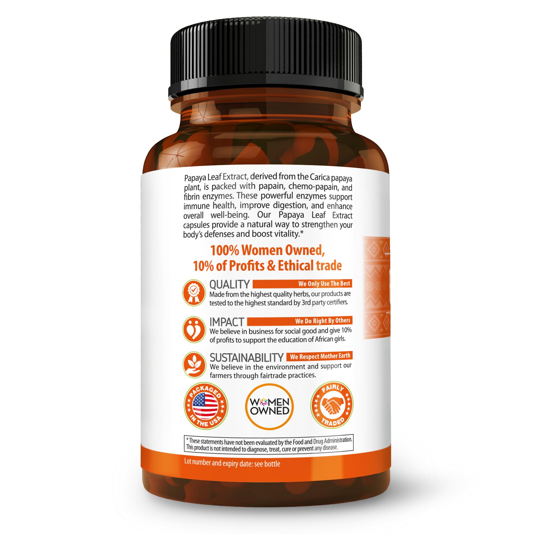 Herbal Goodness Papaya Leaf Extract Digestive Enzymes - 10X Strength 60/600mg Veg Capsules- Blood Platelet, Bone Marrow & Spleen Support, Immune Gut & Super Digestive Health - Made in USA