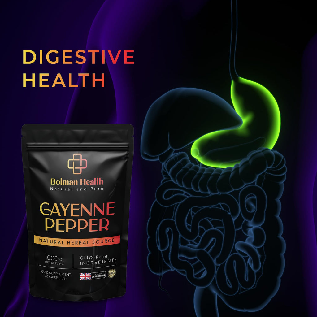 Cayenne Pepper Capsules | 1000mg Per Serving | 60 Vegan HPMC Capsules | Supports Digestion, Circulation & Metabolism | Natural Herbal Supplement | Non-GMO | Gluten-Free