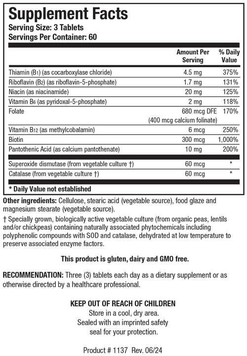 BIOTICS RESEARCH Bio-3B-G Vitamin B Complex, Vitamin B Complex Supplement for Stress, Energy and Adrenal Health Gluten Free Supplement 180 Tablets
