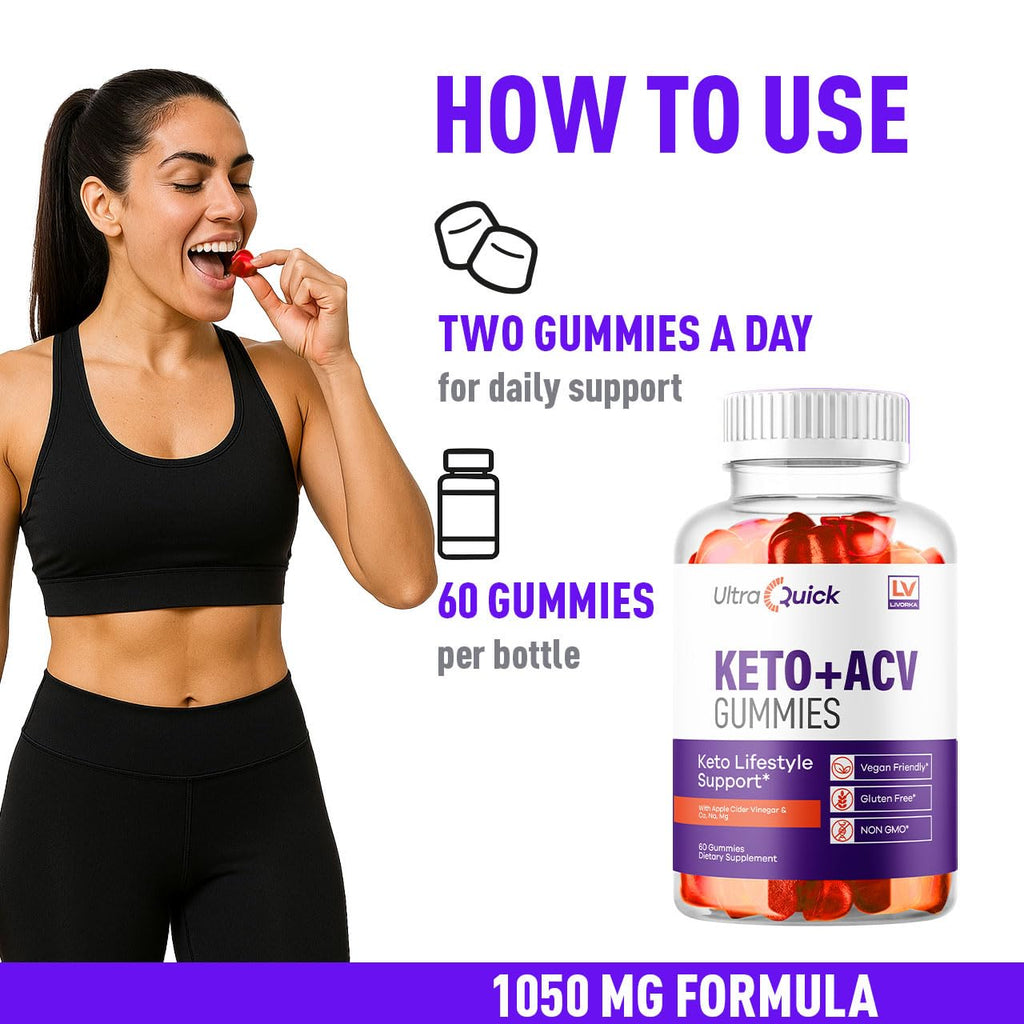 LIVORKA (5 Pack) Ultra Quick Keto ACV Gummies, UltraQuick KetoACVGummies 1050MG, UltraQuickKeto Plus ACV Gummys Support, UltraQuickKeto, UltraQuickKetoPlus Gummy, 300 Gummies for 5 Months