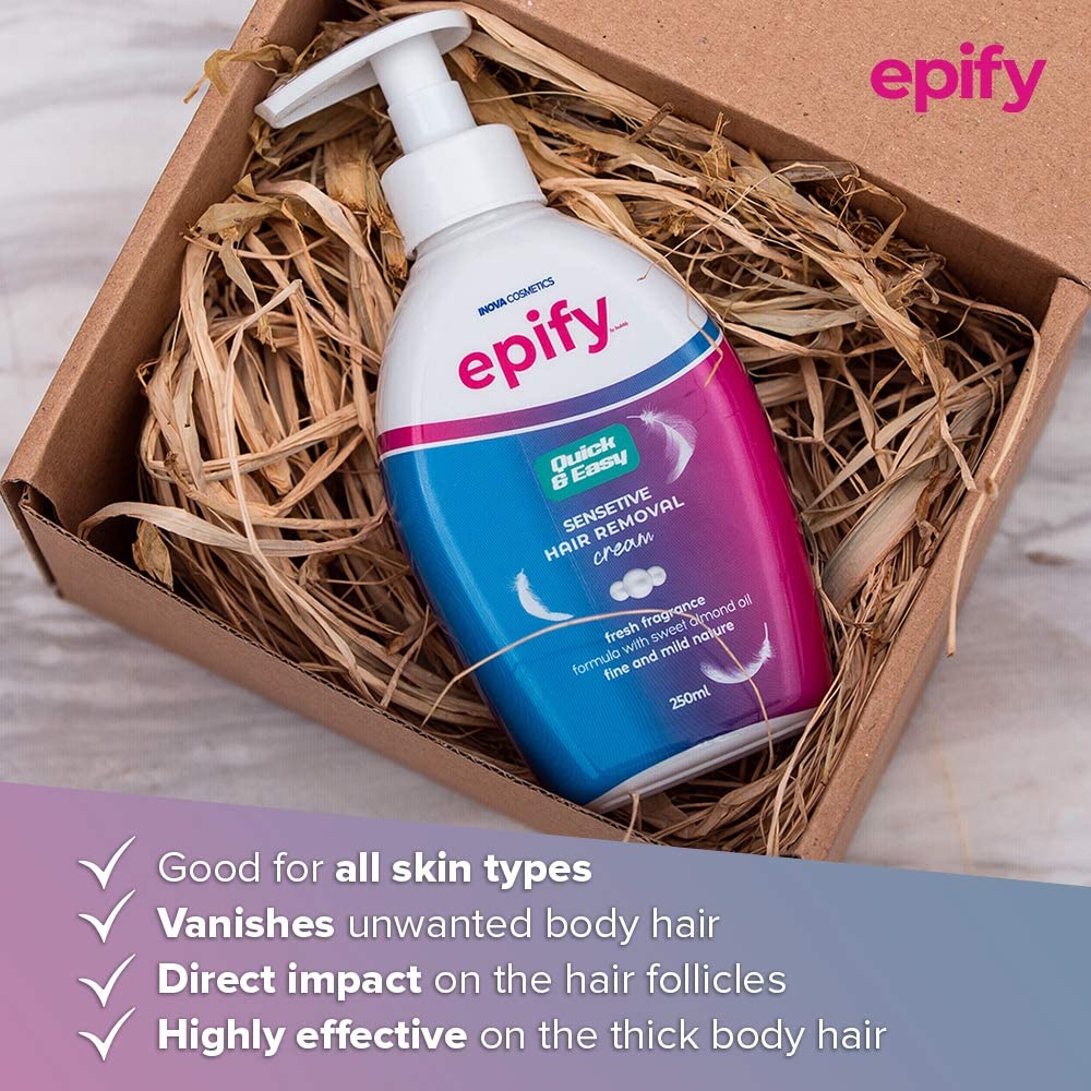 Epify Intimate Hair Removal Cream for Men and Women - Pubic, Bikini & Sensitive Areas (Pack of 6)