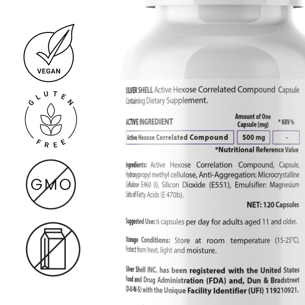 Active Hexose Correlated Compound Supplements – 120 Vegan Caps, 500mg – Organic Shiitake Mushroom Extract Supplement Capsules for Immune Support & Natural Immune Booster – Non-GMO & Gluten-Free