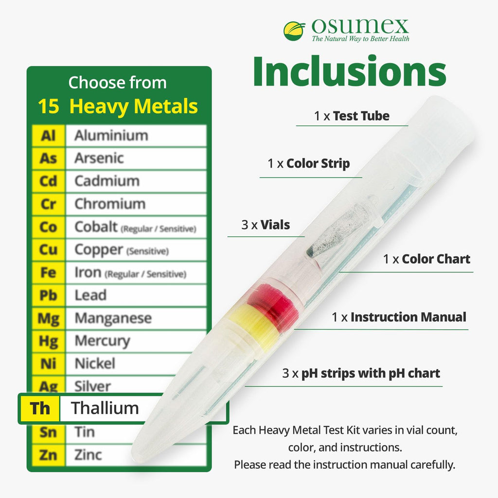 Osumex Heavy Metal Test Kit Thallium Kit 1 Pack - Home Water Testing Kit, Drinking Water Test Kit for Home, Heavy Metal Test Kit for Humans, Metal Testing Kit for Urine, Food, Water & Other Materials