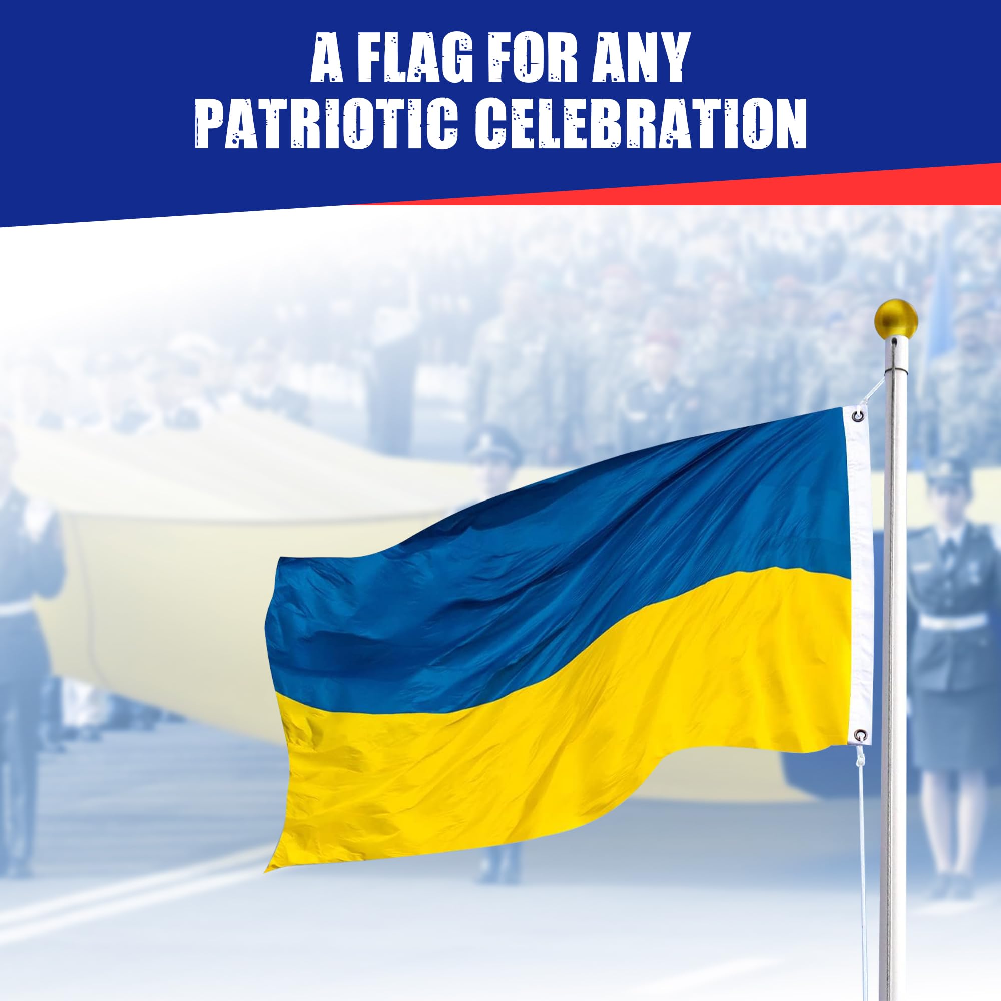 Ukraine Flag 4ft x 6ft Sewn Oxford Polyester