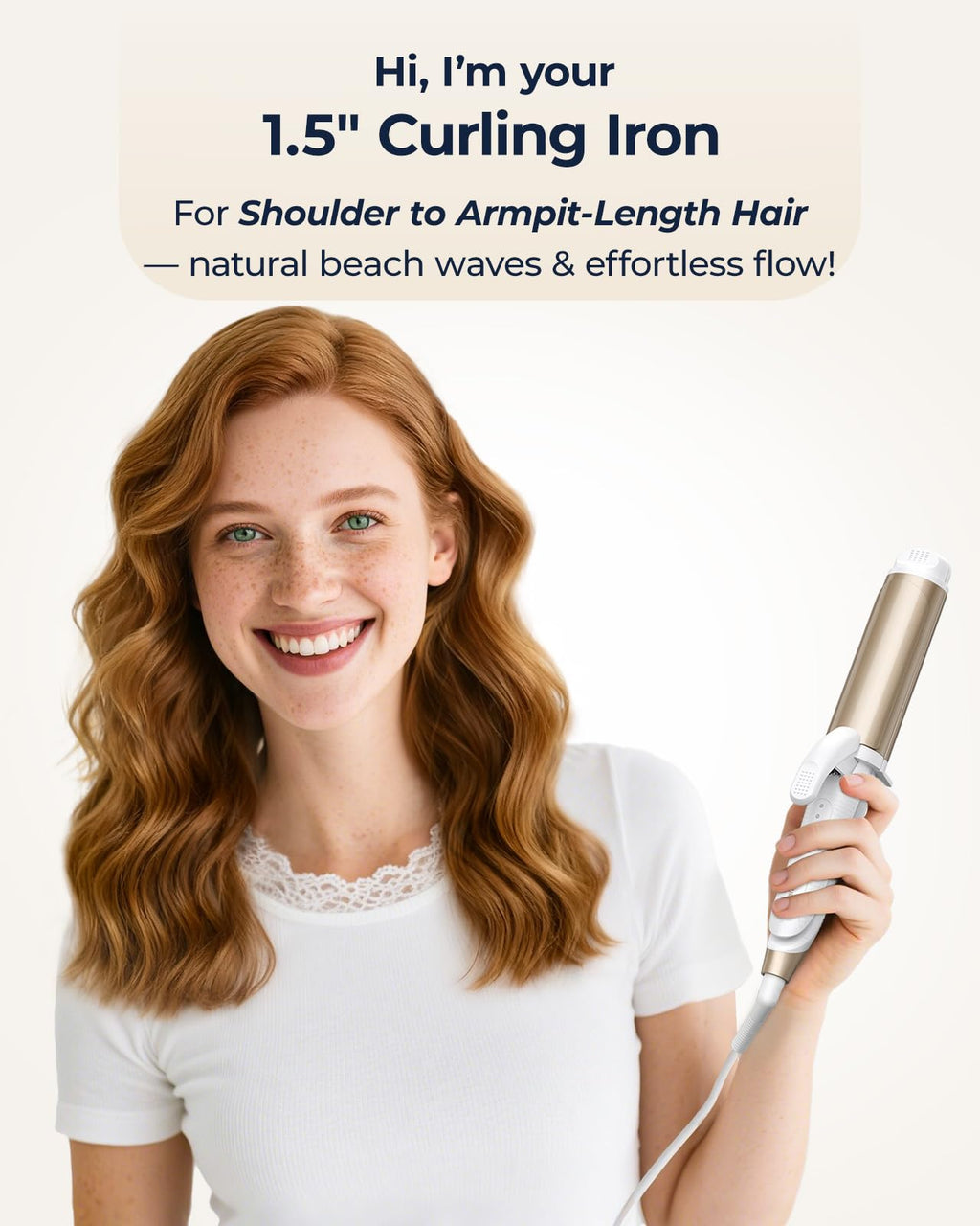 FURIDEN Lite Dual-Voltage Curling Iron: 110V-240V 1 1/2 Inch Ceramic Wide Barrel 2-in-1 Curling Iron for Chin Length Hair - Europe Travel for Soft Curls with Clamp