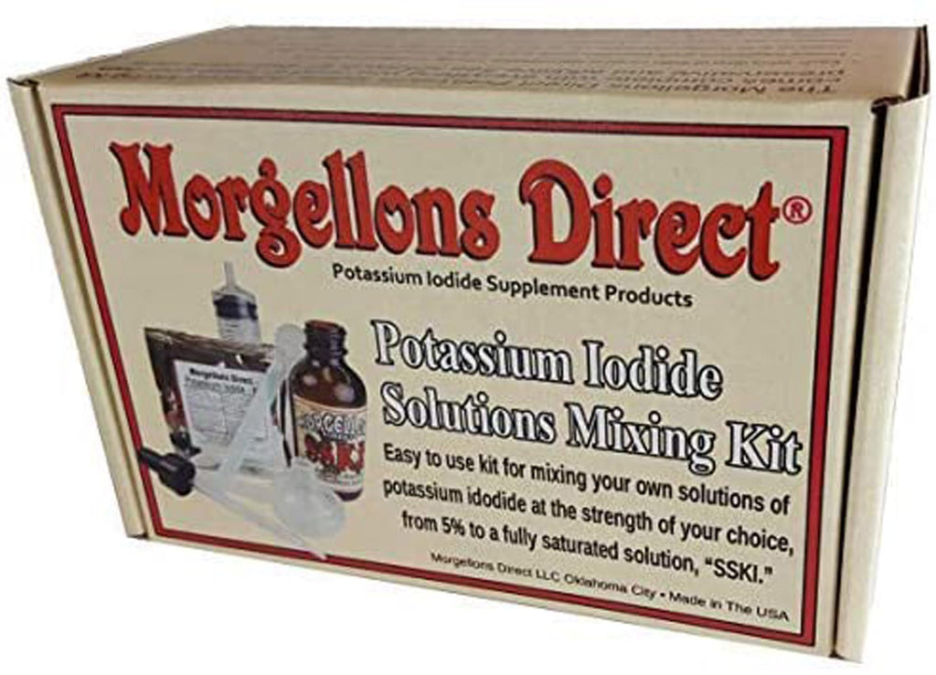Morgellons Direct SSKI Iodine Potassium Iodide Solutions Mixing Kit Includes Necessary Tools and pre-Measured Dietary Supplement Potassium Iodide Crystals. Just add Distilled Water.